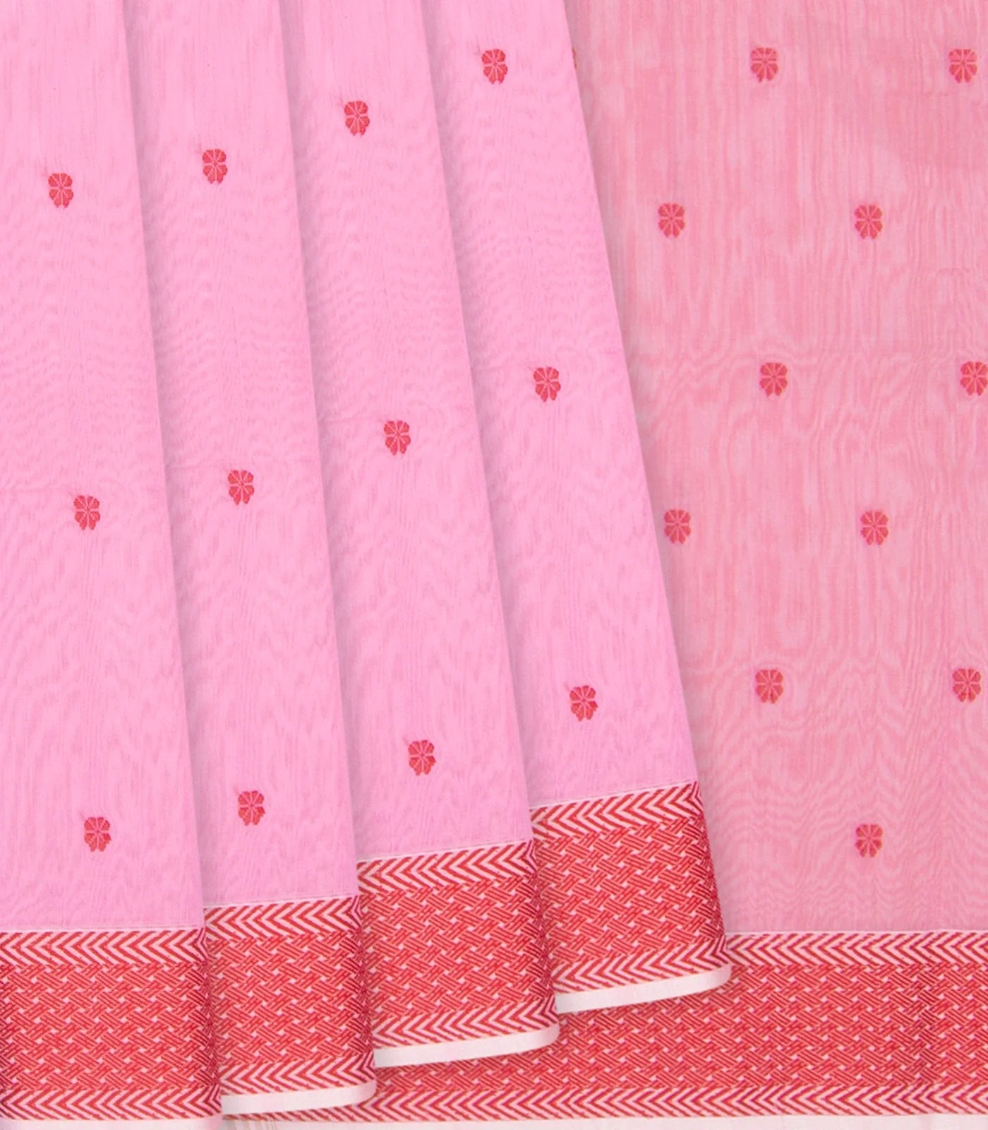 RmKV Baby Pink Handloom Silk Cotton Saree With Flower Motifs-Baby Pink