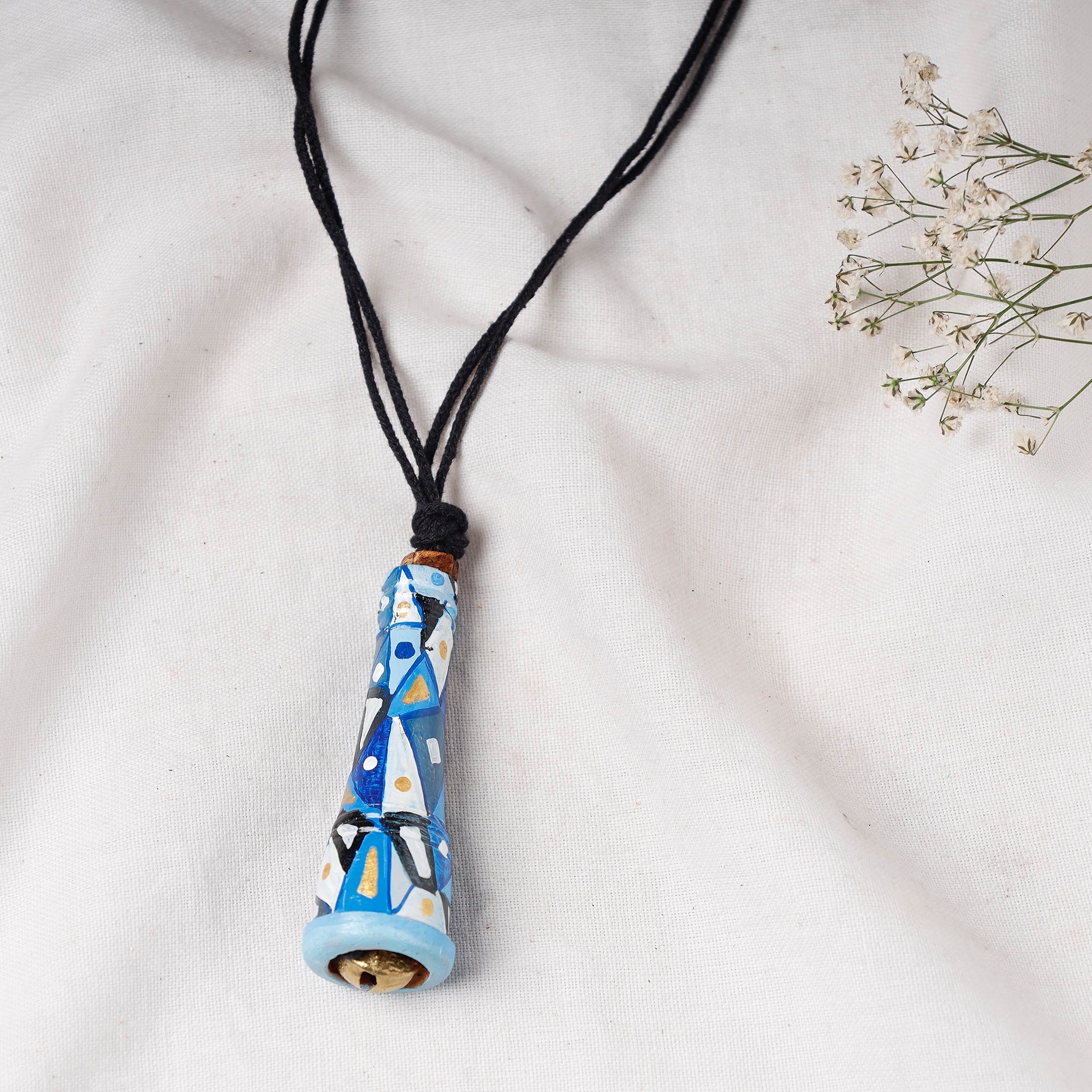 KHUSHBASH - HAPPY LOOM OF EAST Bishnupur Handpainted Terracotta Necklace - view 2
