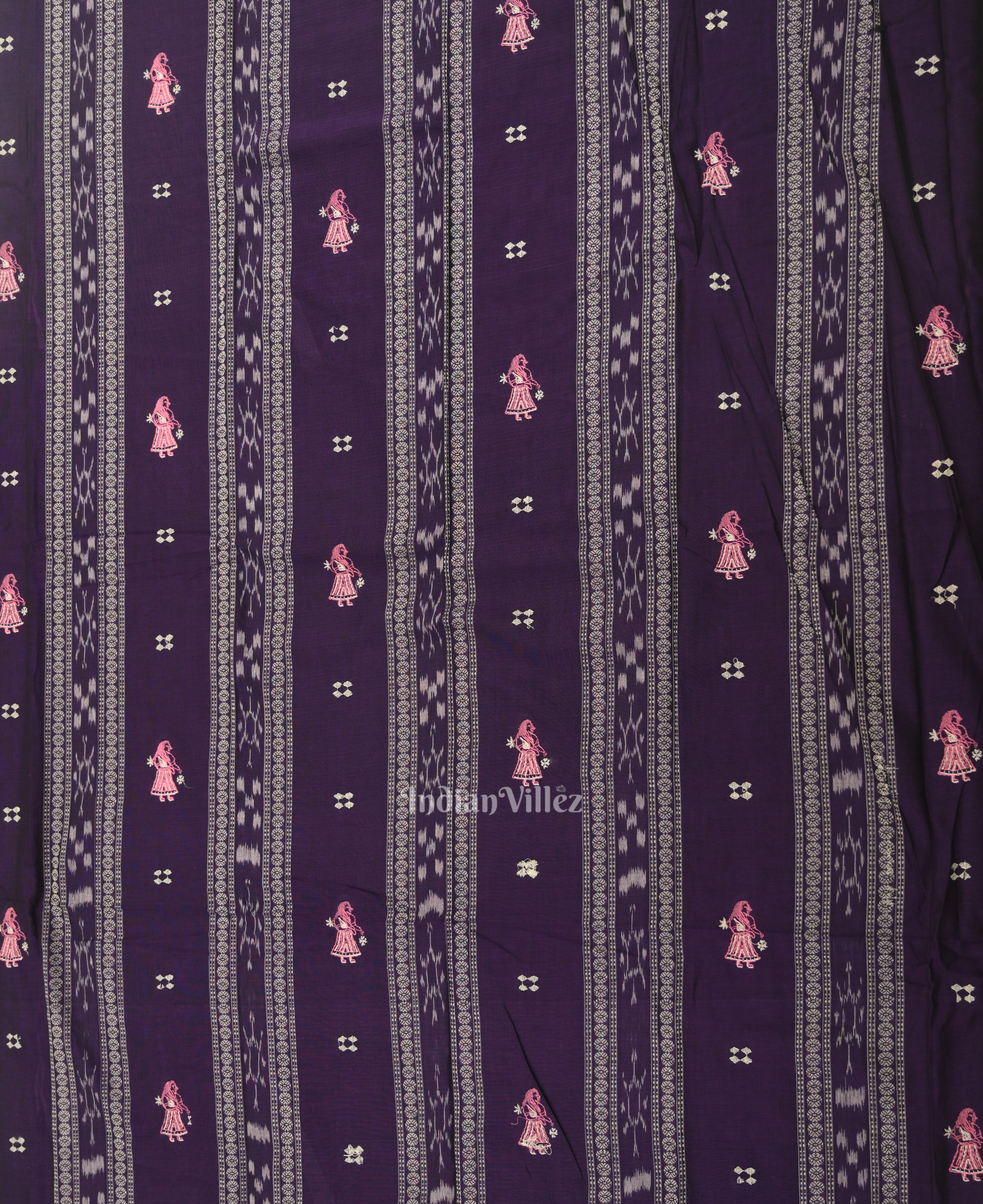 IndianVillèz Navy Blue with Pink Doll Odisha Ikat Sambalpuri Dress Material & Dupatta - view 2