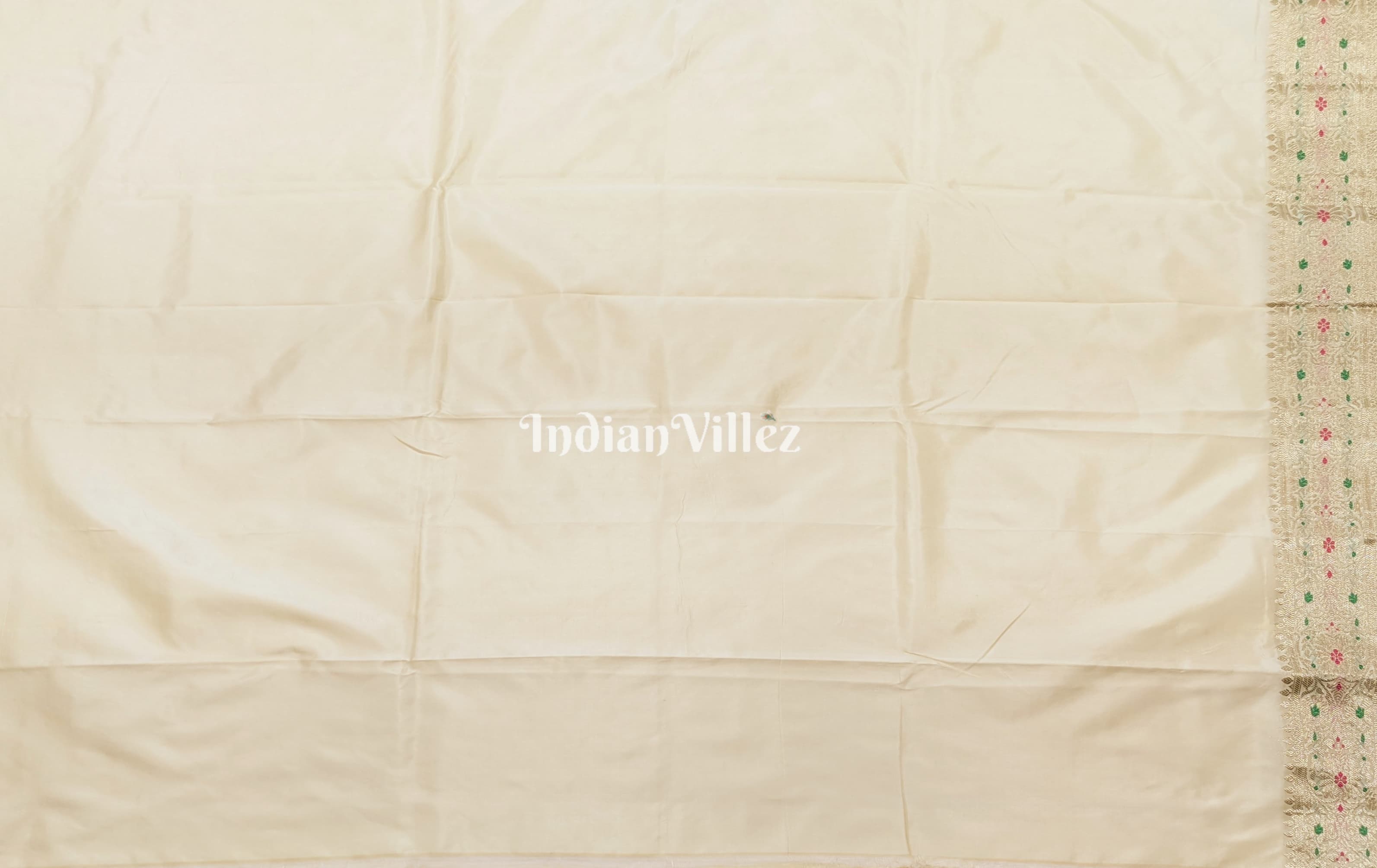 IndianVillèz Off-White Handwoven Banarasi Katan Silk Saree - view 4
