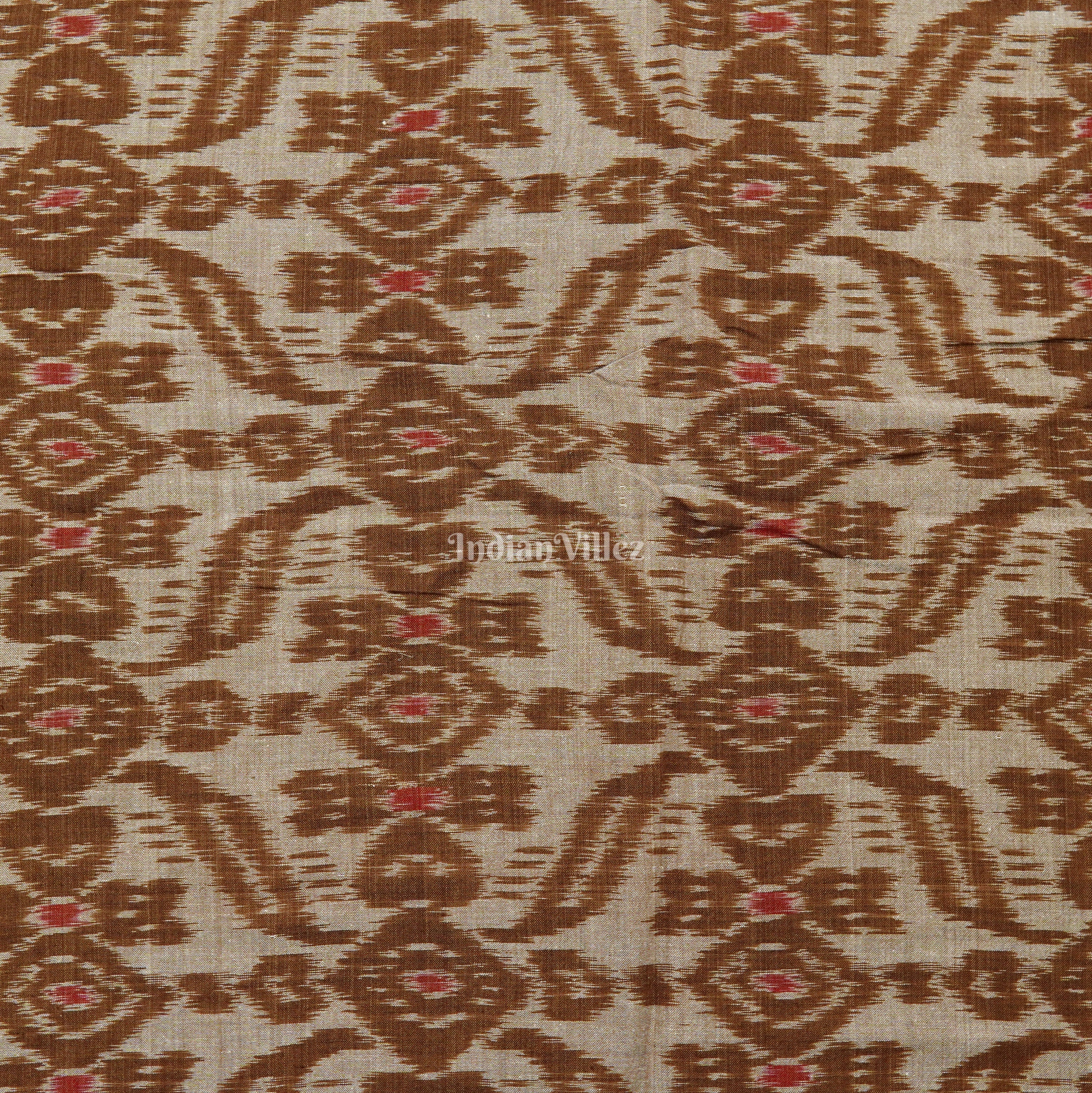 IndianVillèz Brown Grey Sambalpuri Ikat Cotton Fabric - view 2