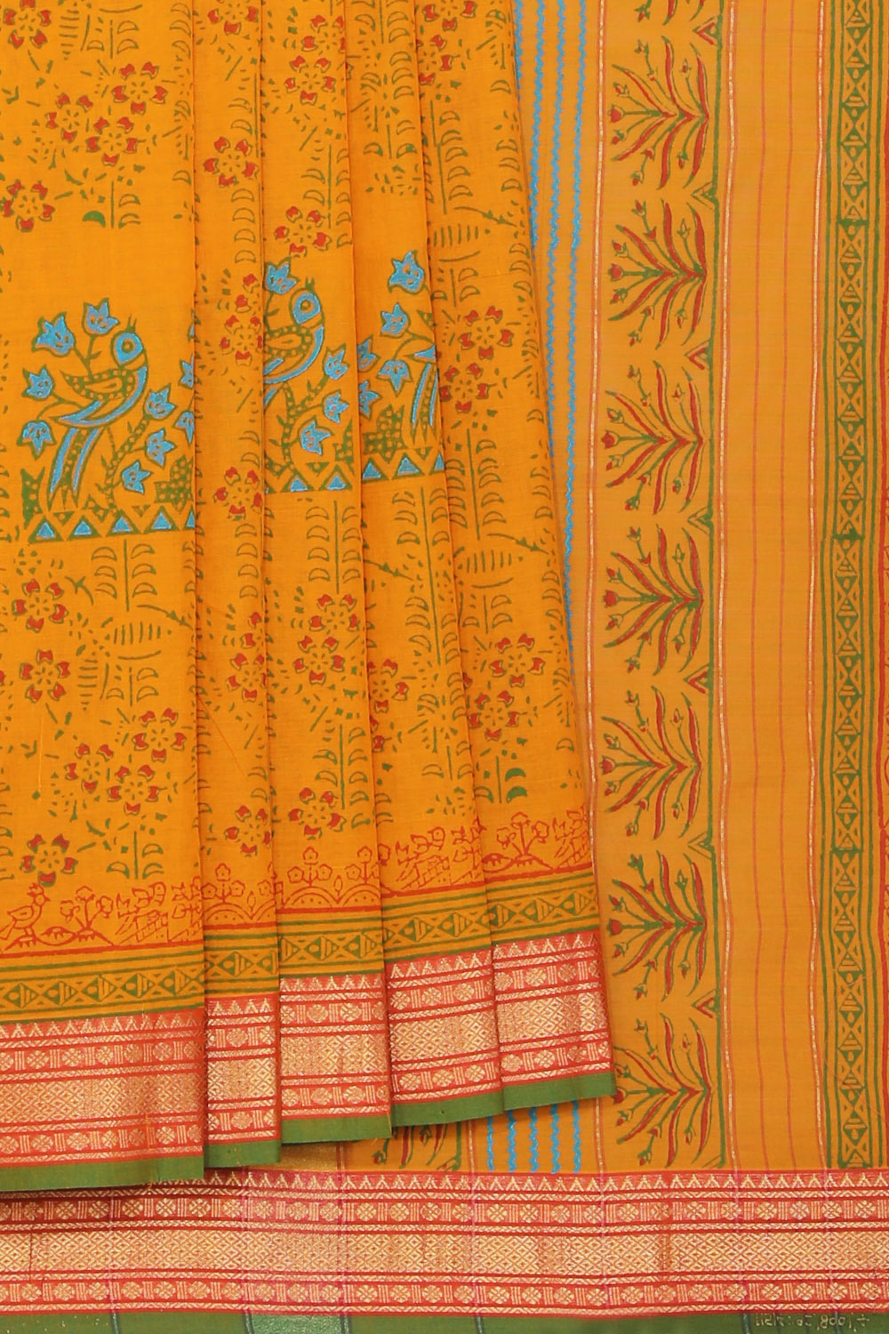 Kalanjali Ethnics Hand block printed cotton saree - view 2