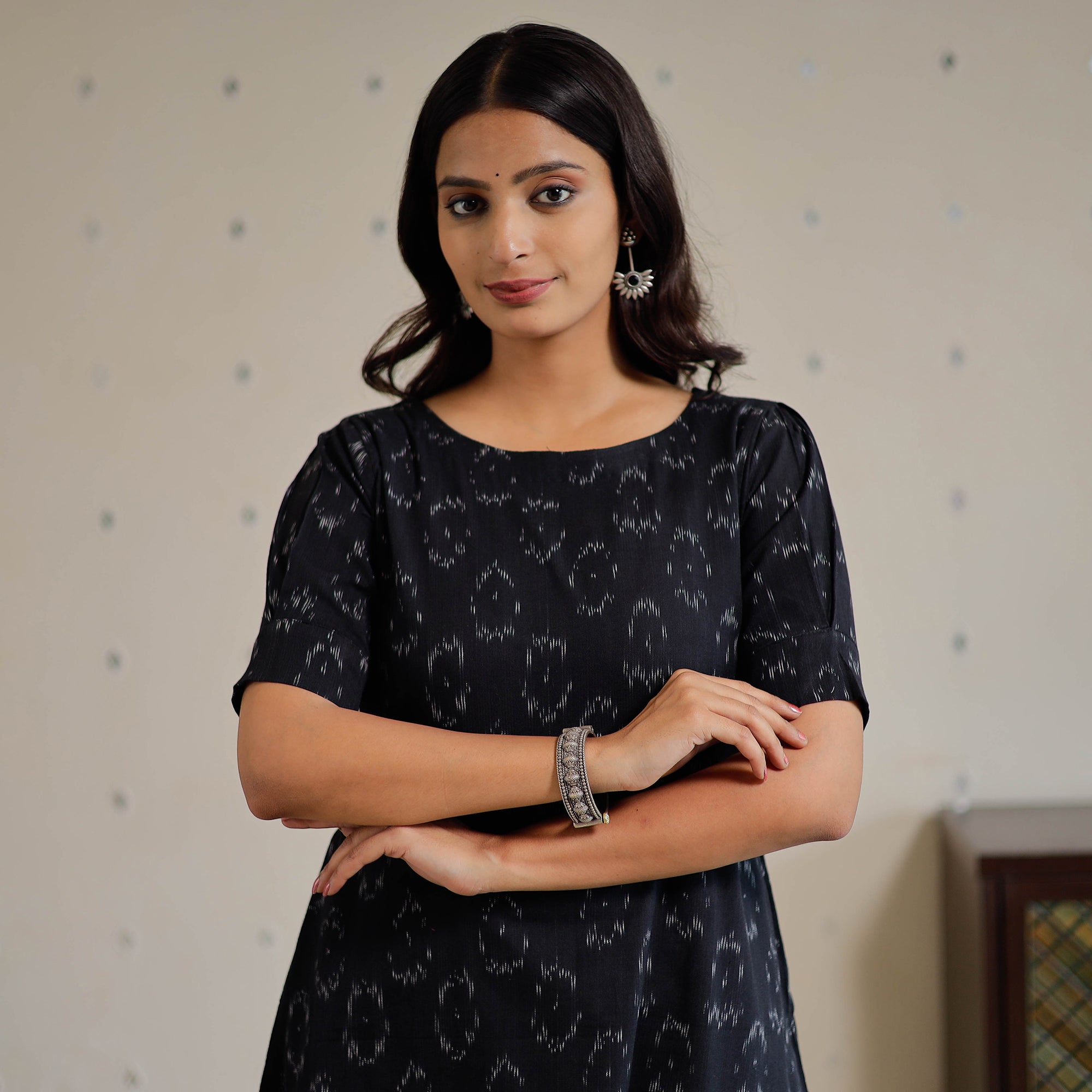 ITOKRI CASUALS Black - Pochampally Ikat Weave Cotton Dress 02