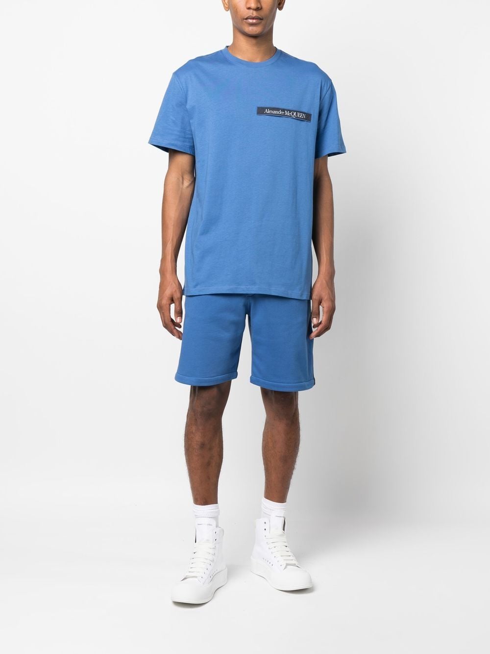 Alexander McQueen logo-tape jersey shorts - view 2