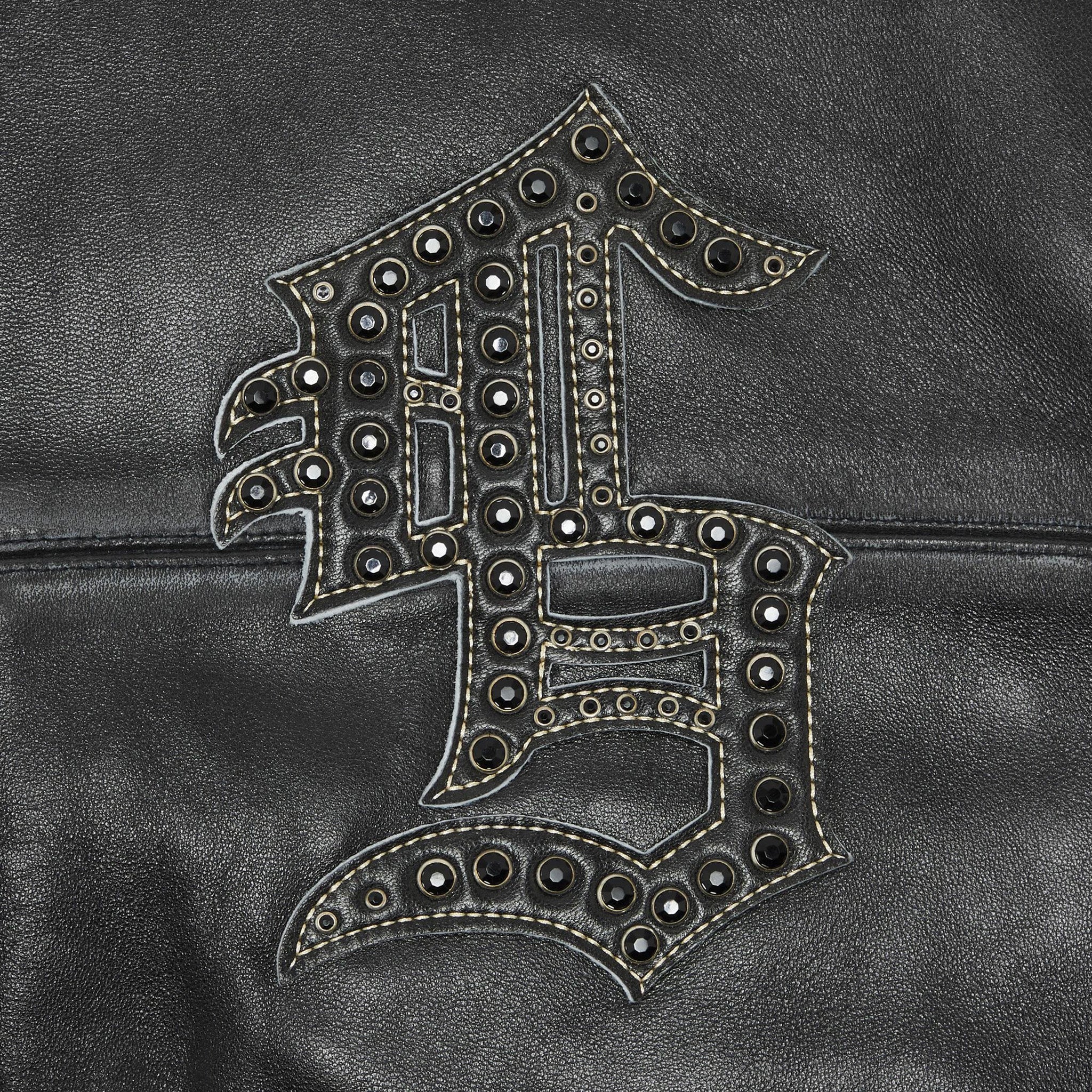 Supreme Gem Studded Black Leather Jacket - view 3