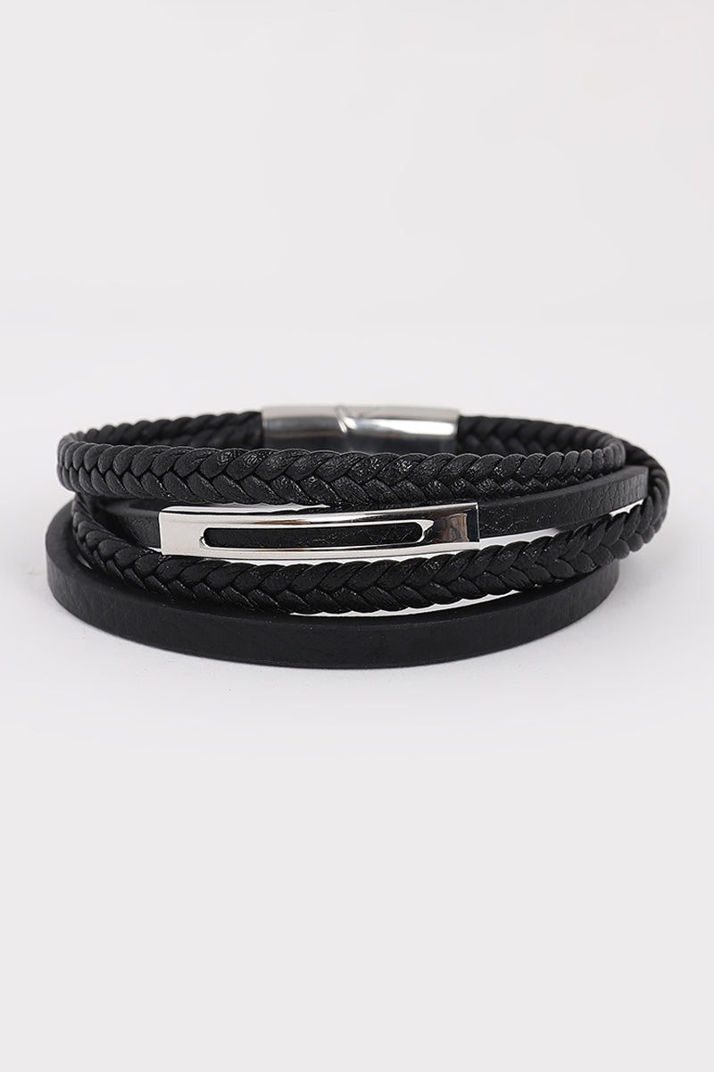 SNITCH Hyphenated Weave Braided Bracelet – Black