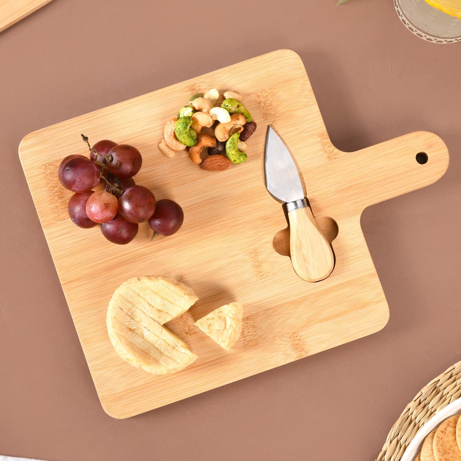 Nestasia Bamboo Wood Cheese Platter With Parmesan Knife
