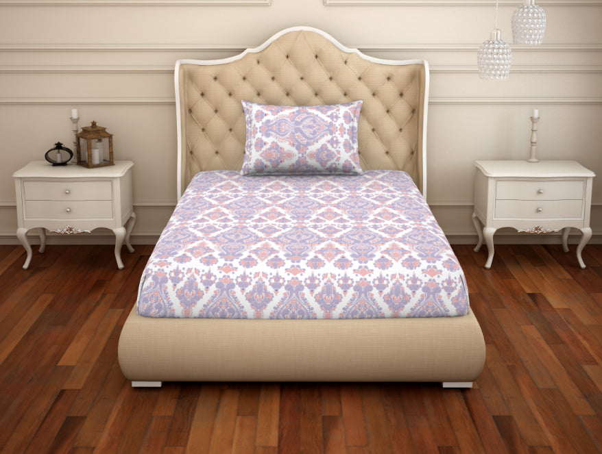 Spaces India Ornate Blue/Orange 100% Cotton Single Bedsheet - 2-In-1 By Welspun - view 4