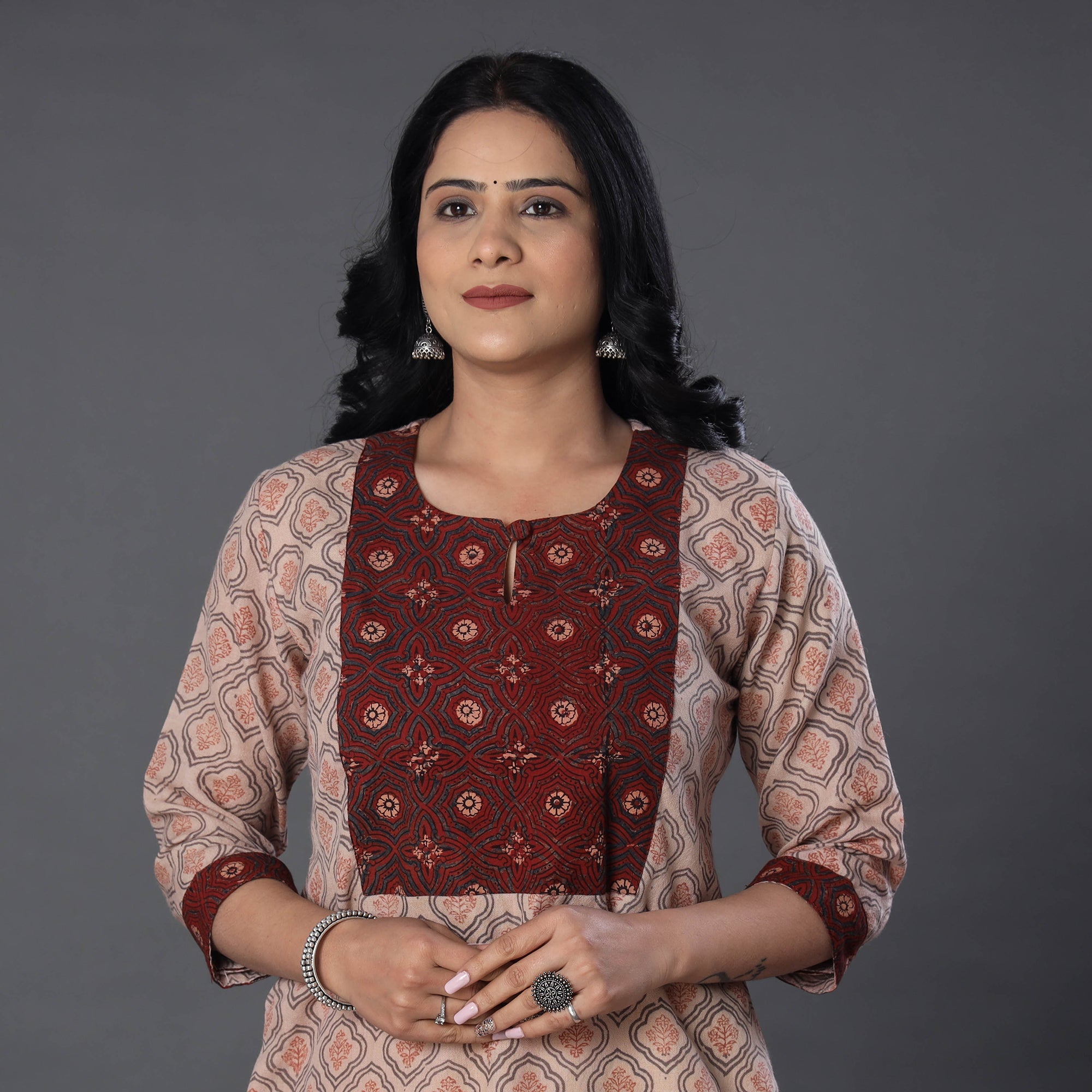 ITOKRI CASUALS Beige - Handwoven Wool Pedana Kalamkari Print Kurta