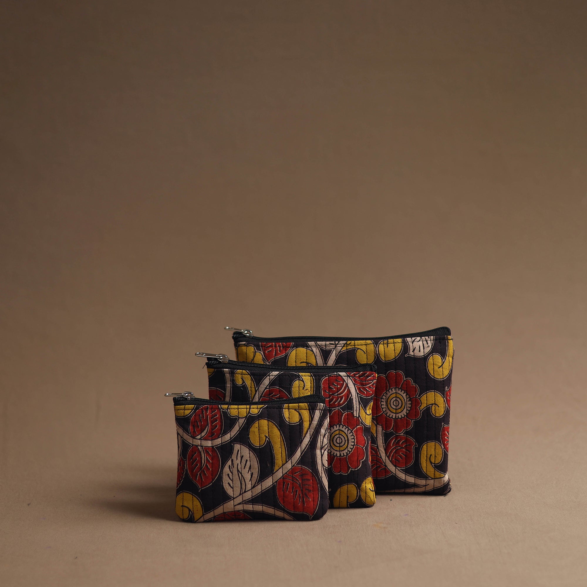 NOORI BAZAR Black - Handmade Cotton Multipurpose Utility Pouches (set of 3) 22