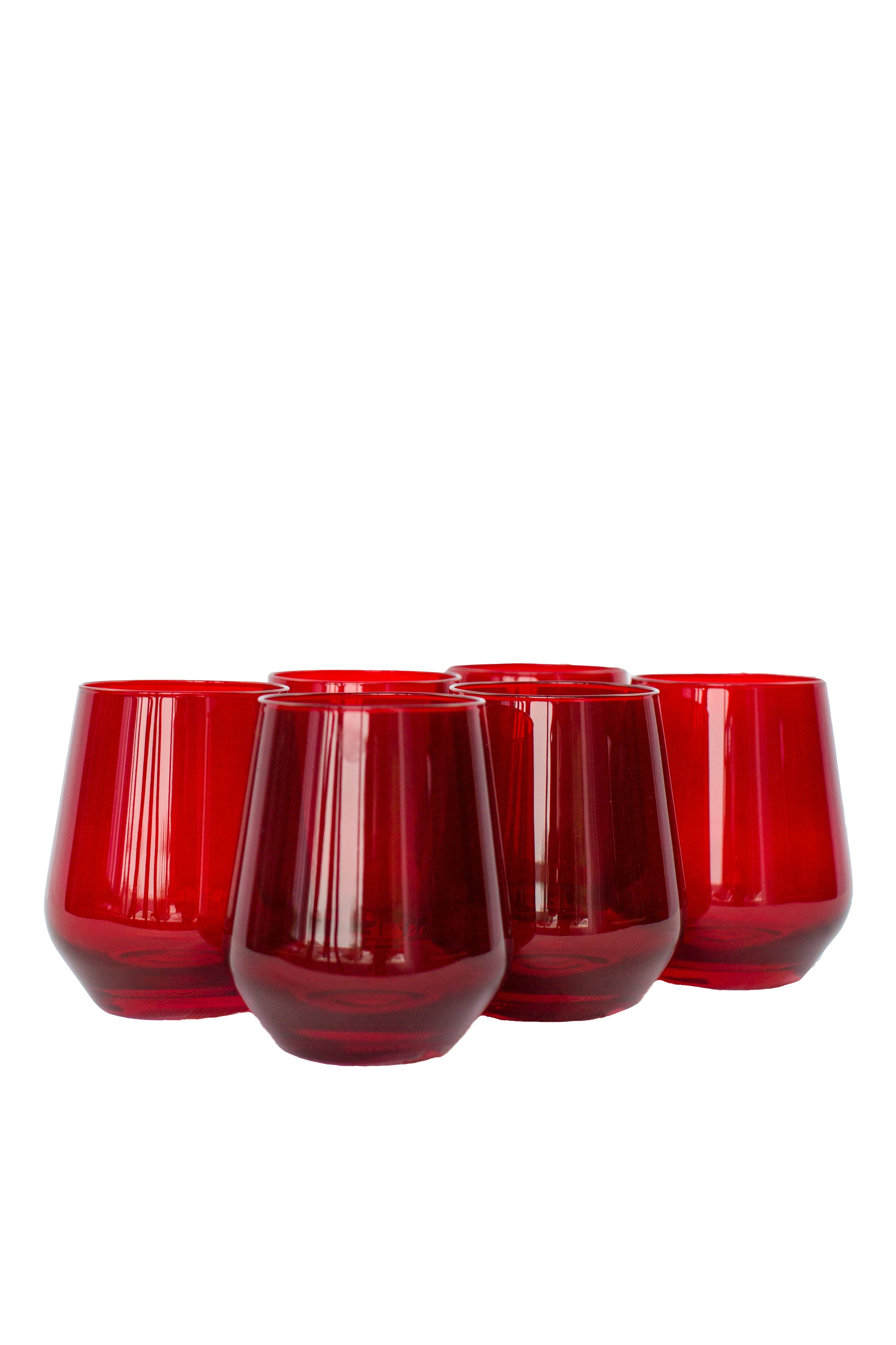Estelle Colored Glass Estelle Colored Wine Stemless - Set of 6 {Red} - view 12