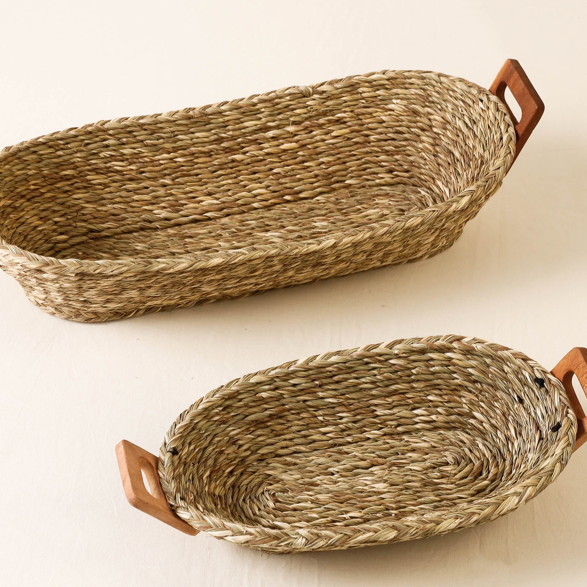 Brown - Kadam Haat Handmade Sabai Grass Bread Basket ( Set of 2) - view 2