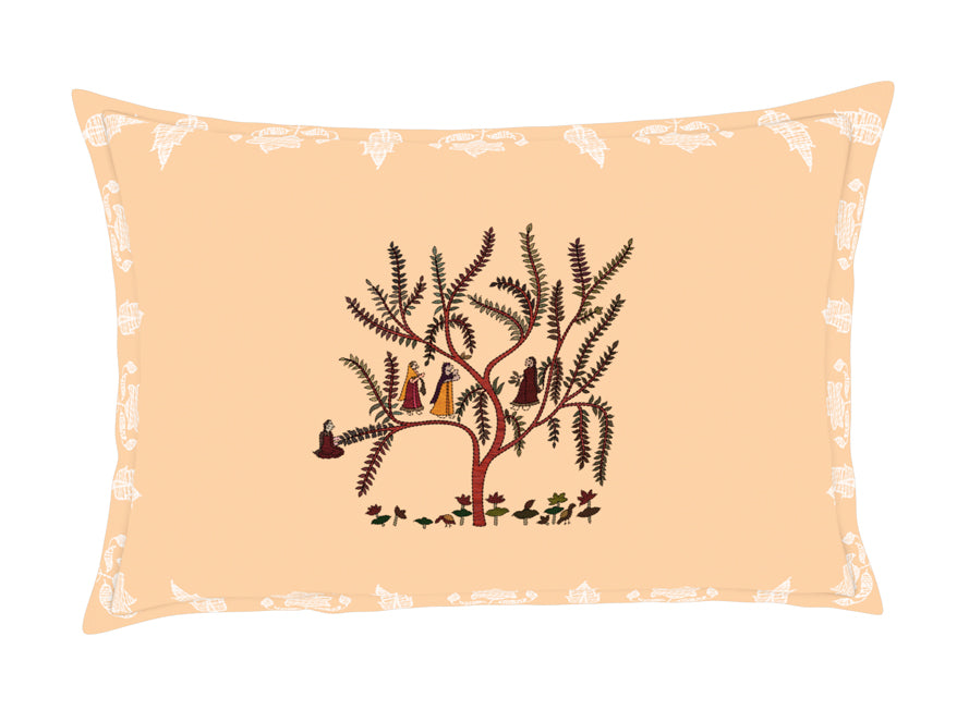 Spaces India Floral Creme Brulee - Beige 100% Cotton King Size Bedsheet - Chamba Rumal - Rangana By Spaces - view 5