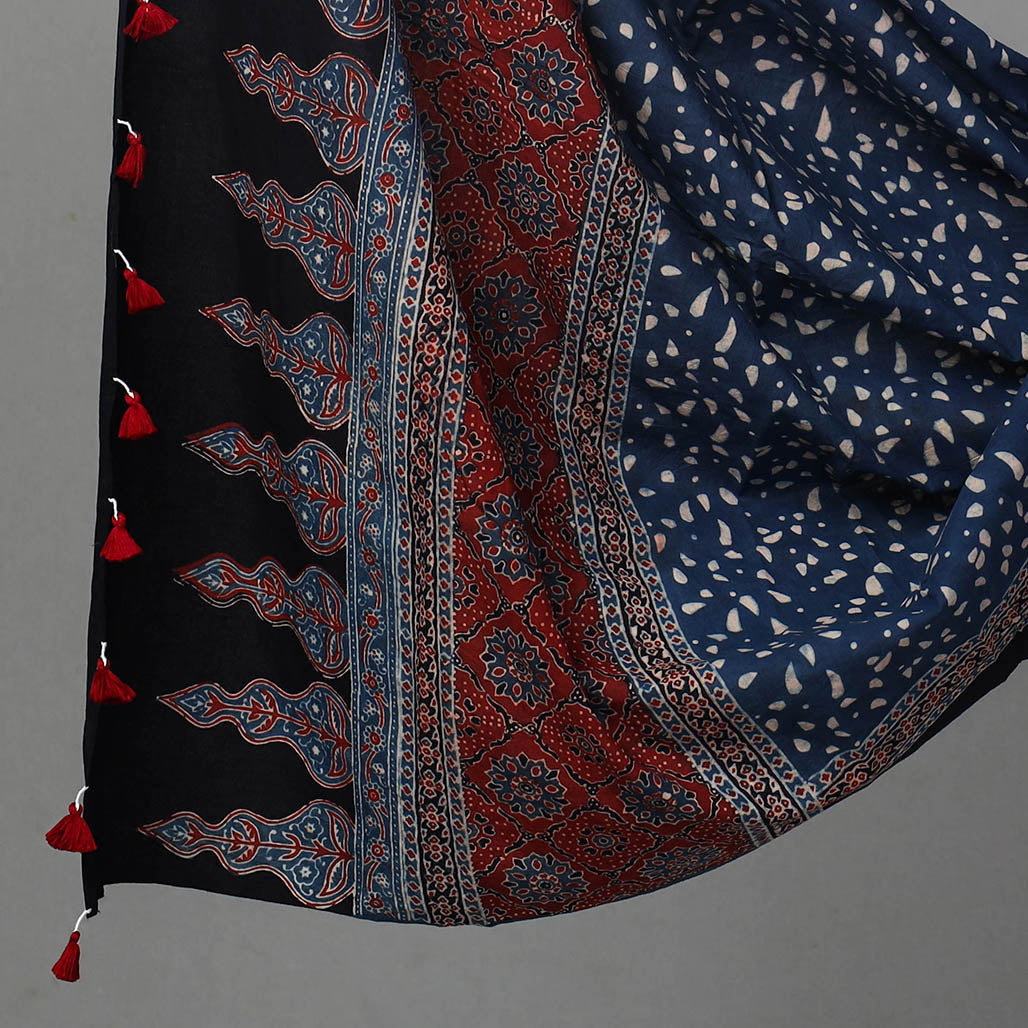 AJRAKH BY SUFIYAN ISMAIL KHATRI Blue - Hand Block Print Cotton 3pc Ajrakh Dress Material 05 - view 4