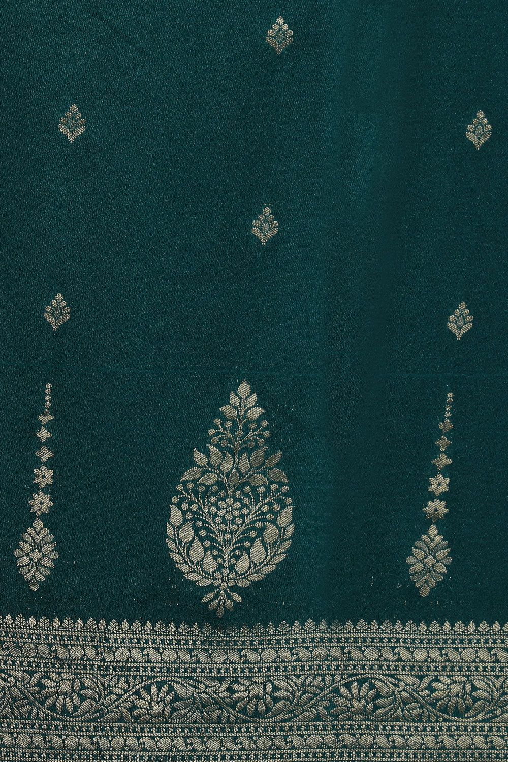 Kalanjali Crepe Silk Teal Green Saree – Women's - view 2