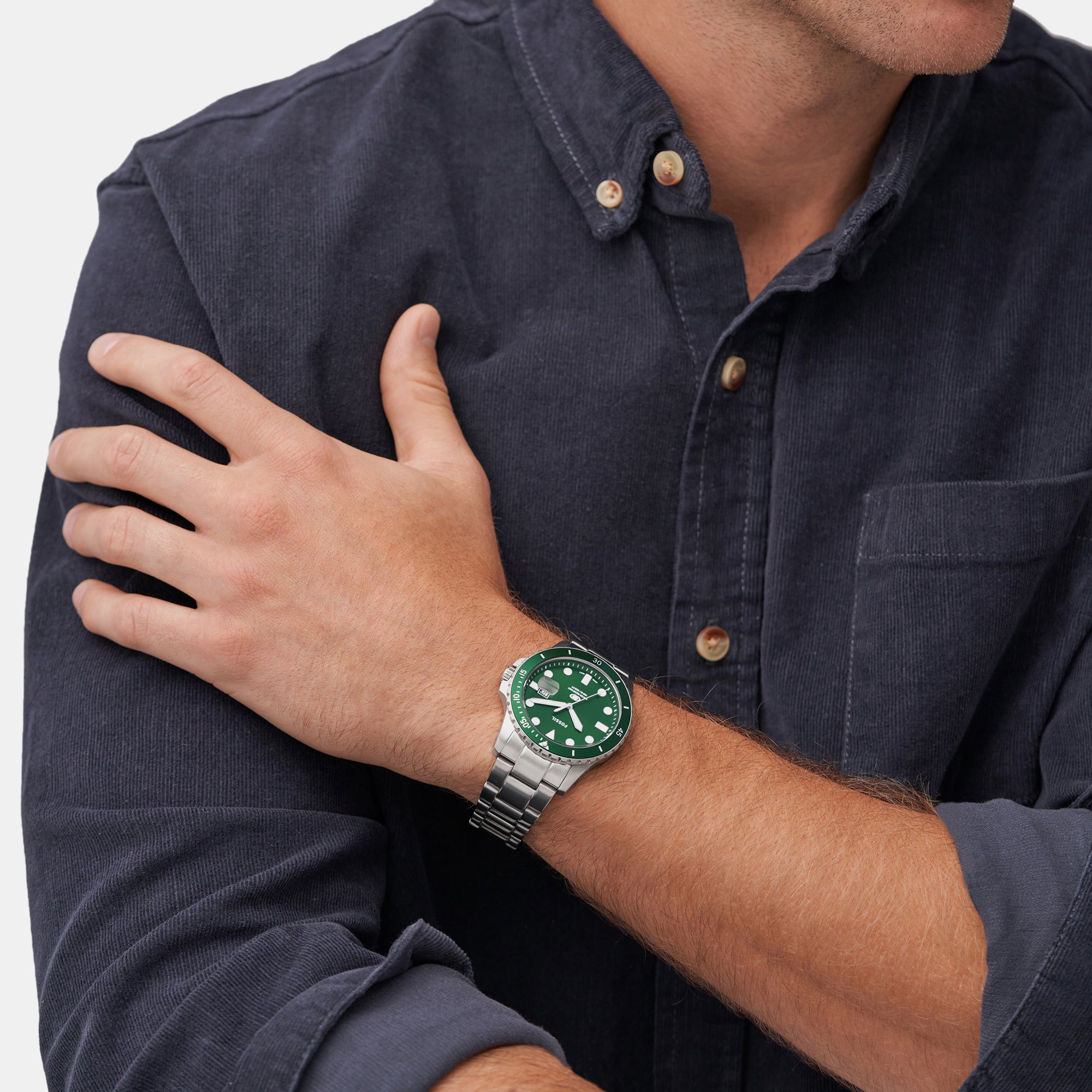 Fossil Blue Dive Men Quartz Green Dial Analog Stainless Steel Watch FS6033 - view 6