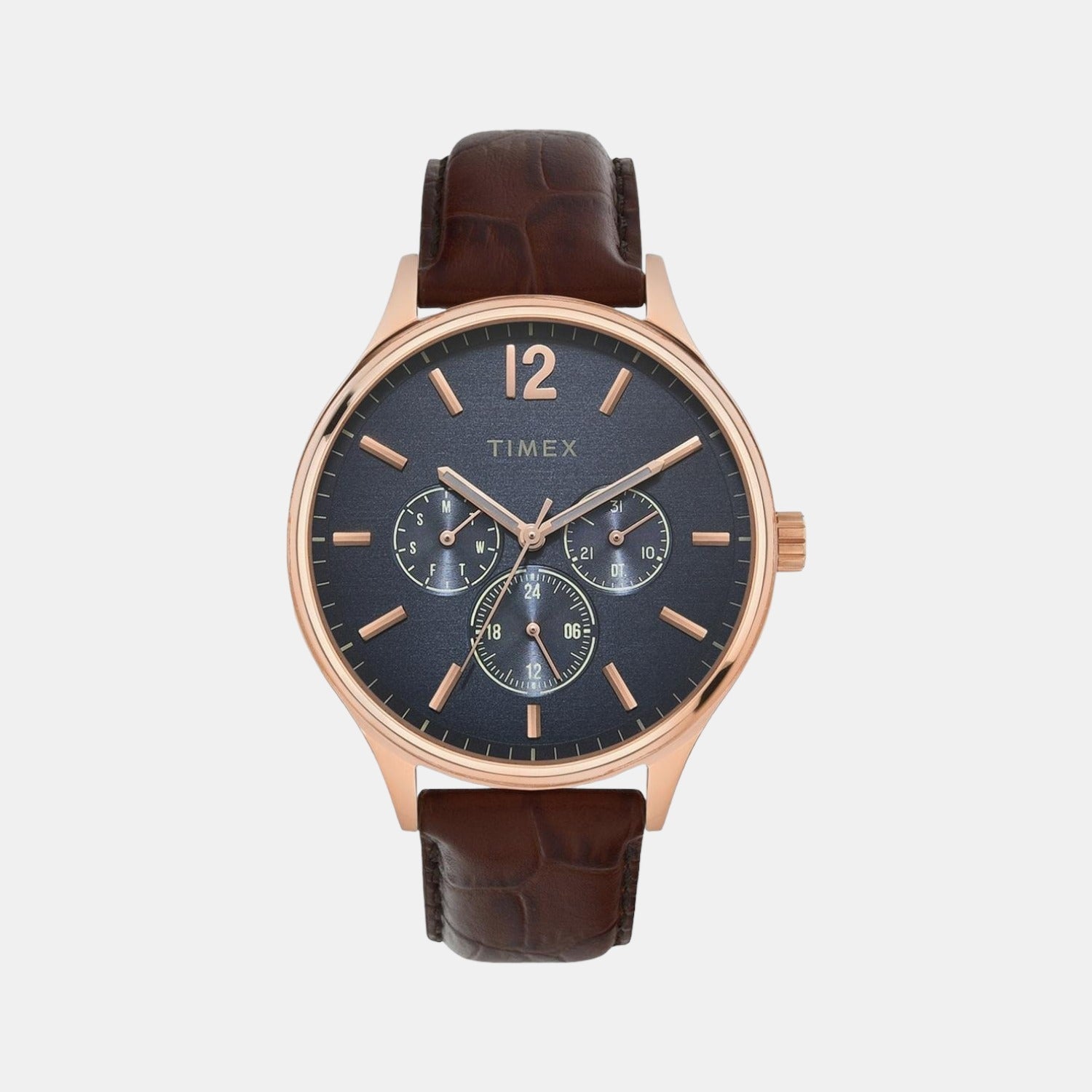 Timex Fashion Men Quartz Blue Dial Chronograph Leather Watch TWEG18404