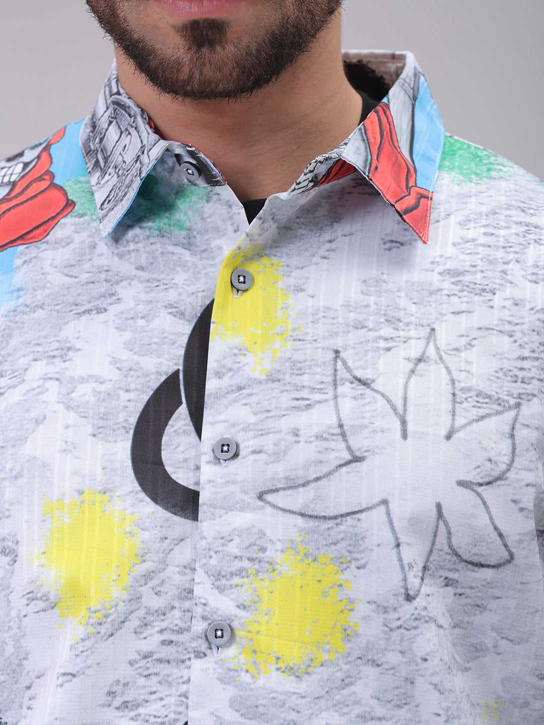 The Indian Garage Co Men's Grey Boxy Fit Character Shirt - view 6