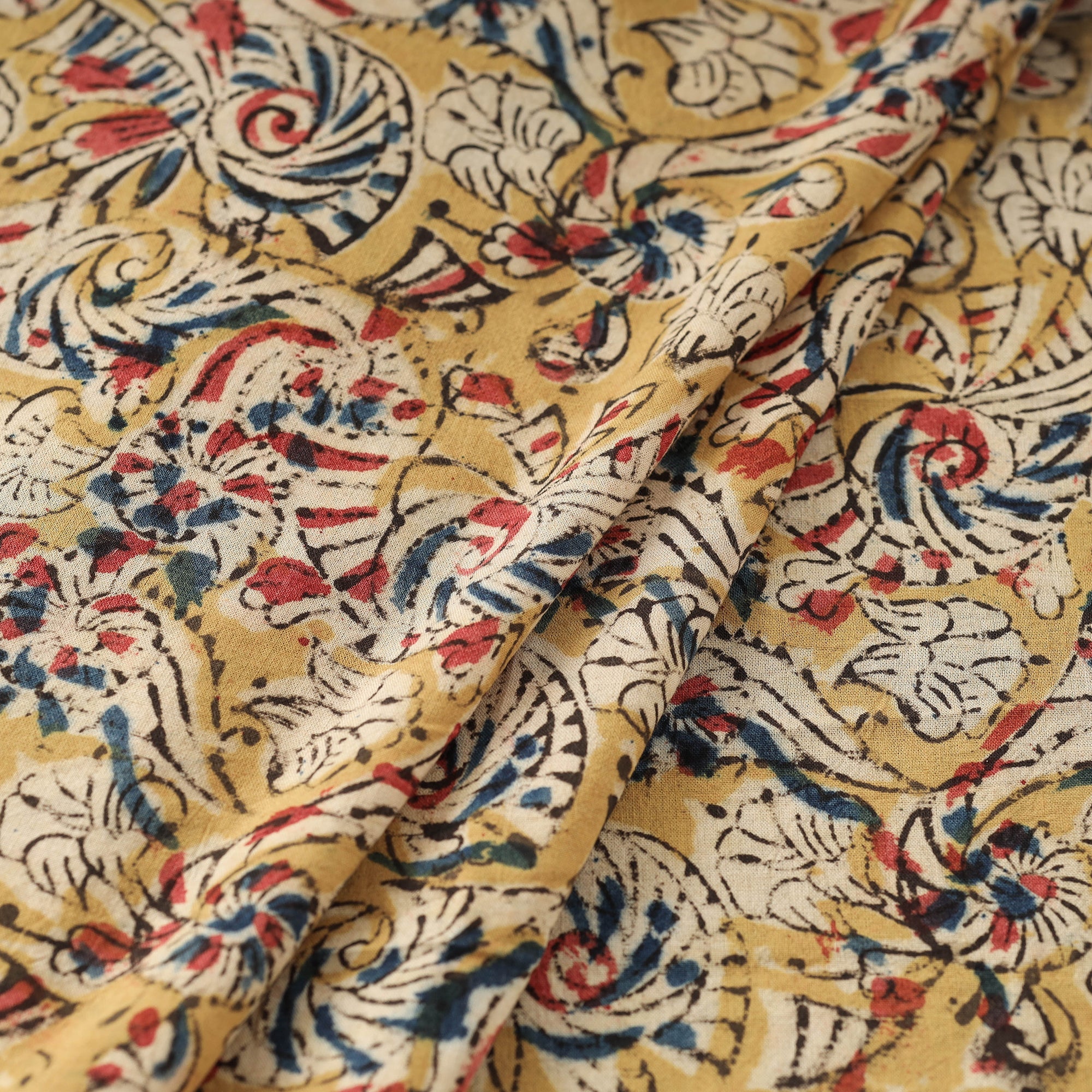 SOUTH KARGHA Beige - Kalamkari Hand Block Printed Cotton Fabric - view 2