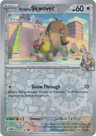 Common sv10-158 reverse – Pokémon Arven's Skwovet - 158/182 - Common [sv10-158] [Reverse Holo]