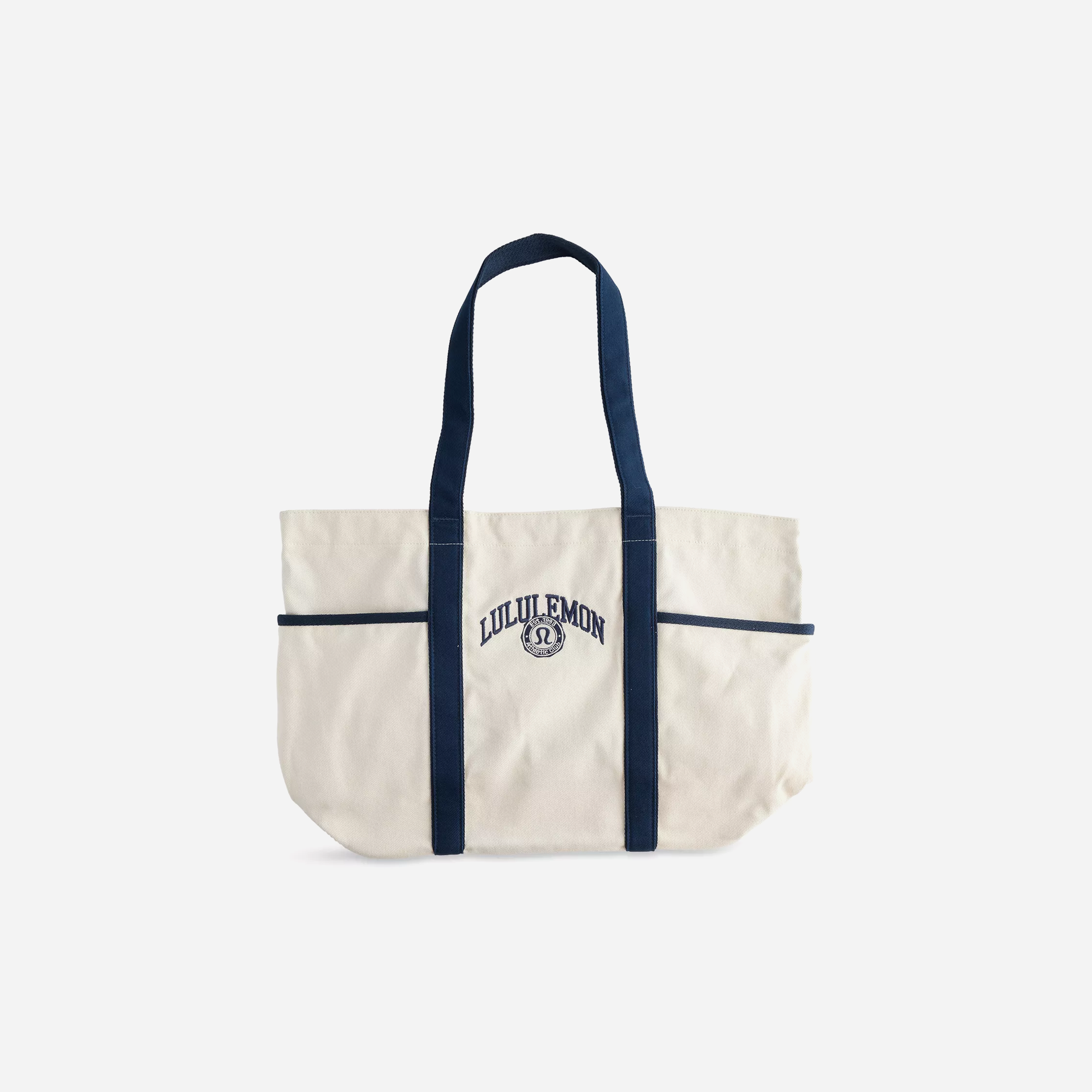 LULULEMON Daily Collegiate Canvas Tote Bag – NATURAL/TRUE NAVY