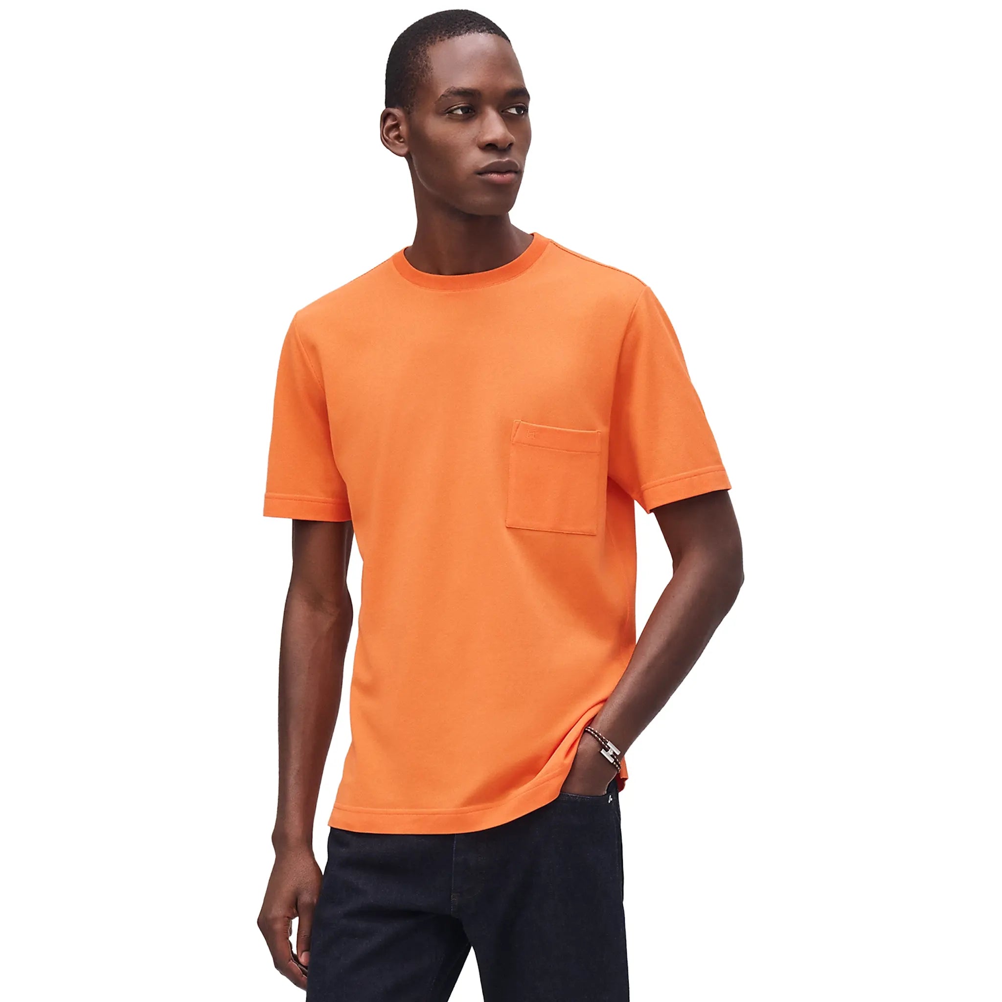 Hermès Paris Embroidered Orange T Shirt