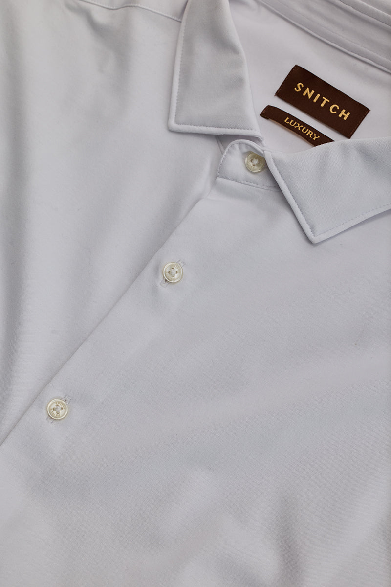 SNITCH White Solid Stretch Shirt - view 2