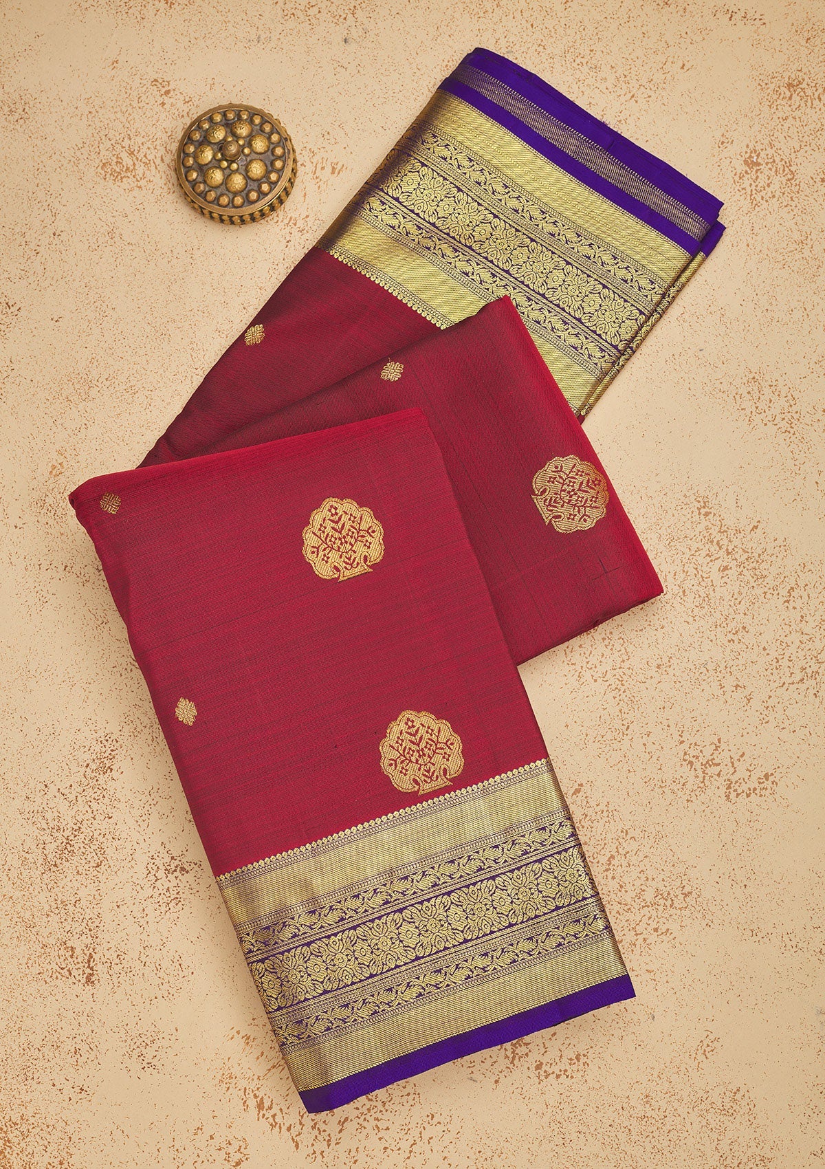 Koskii Maroon Zariwork Pure Silk Saree – Women's