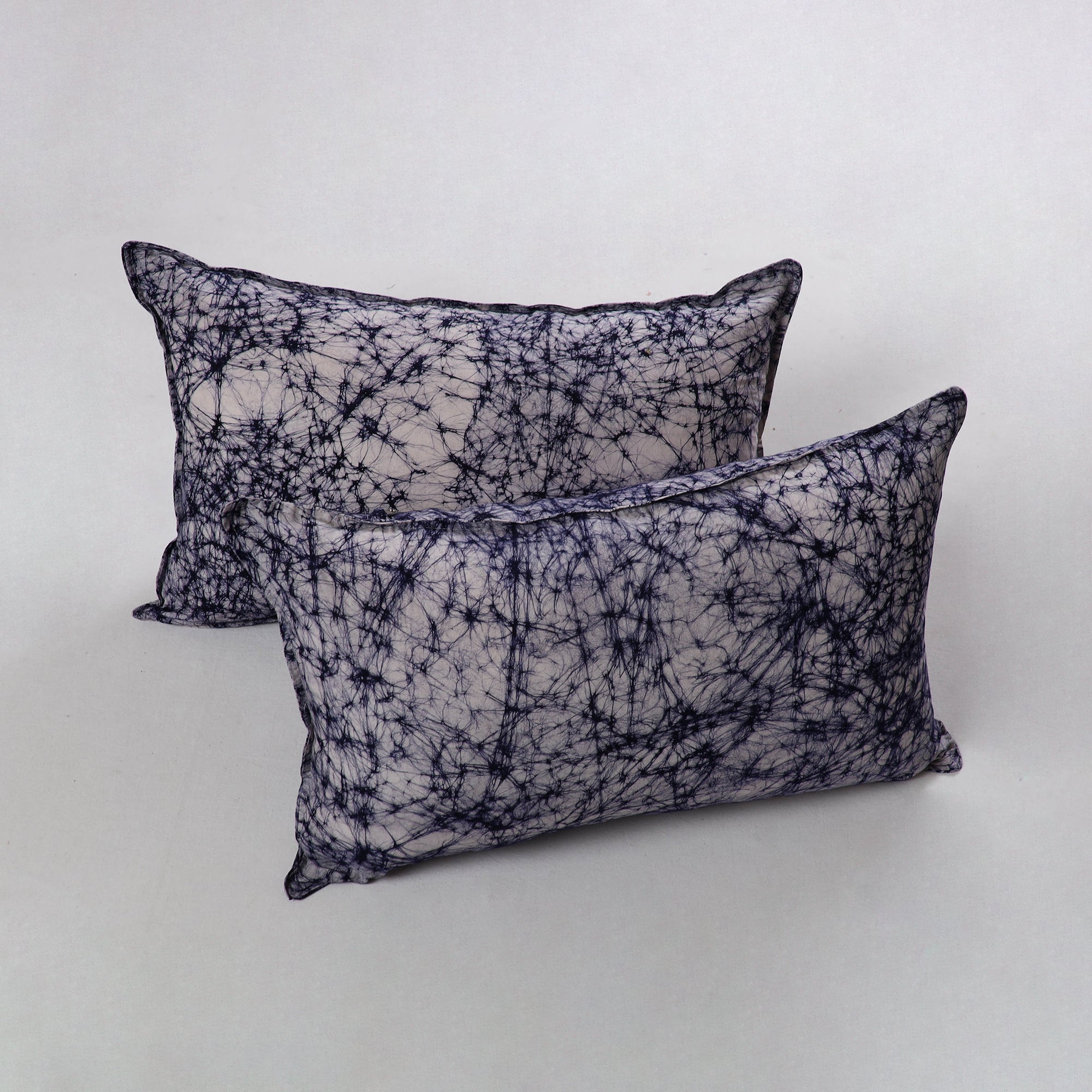 NOORI BAZAR Blue - Hand Batik Printed Cotton Pillow Cover (Set of 2) 16