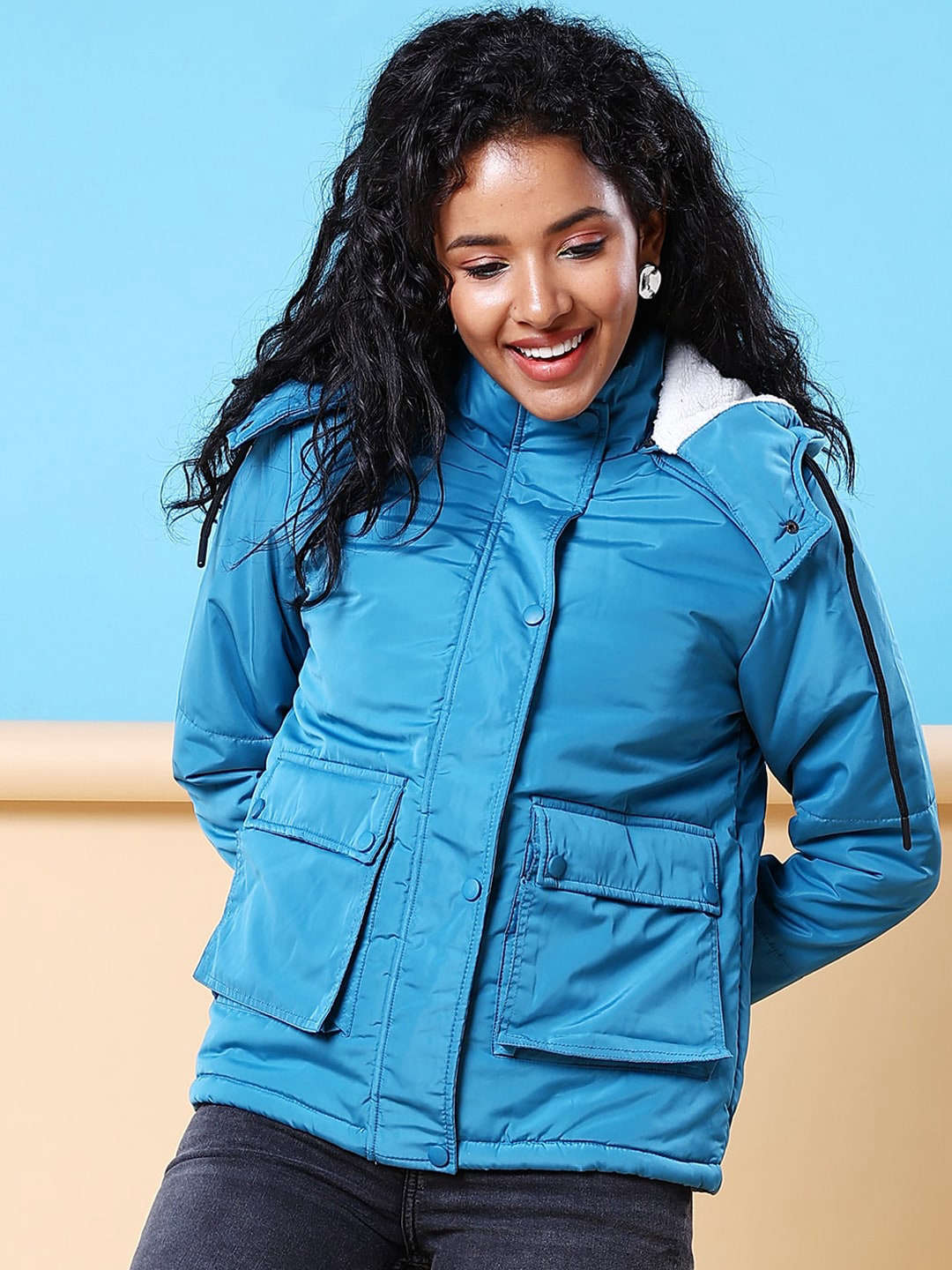 Freehand By The Indian Garage Co Women Winter Crop Jacket