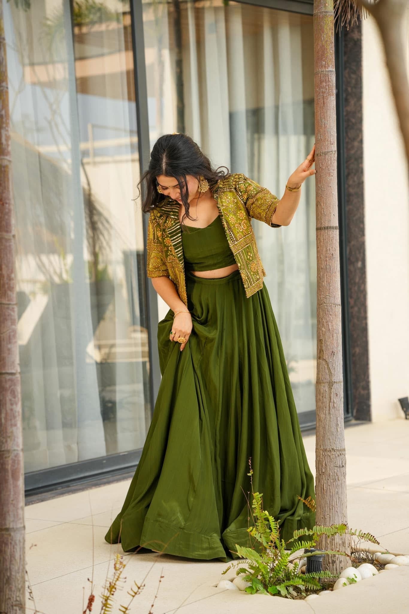 Idaho-o Enchanted jade green skirt set - view 4