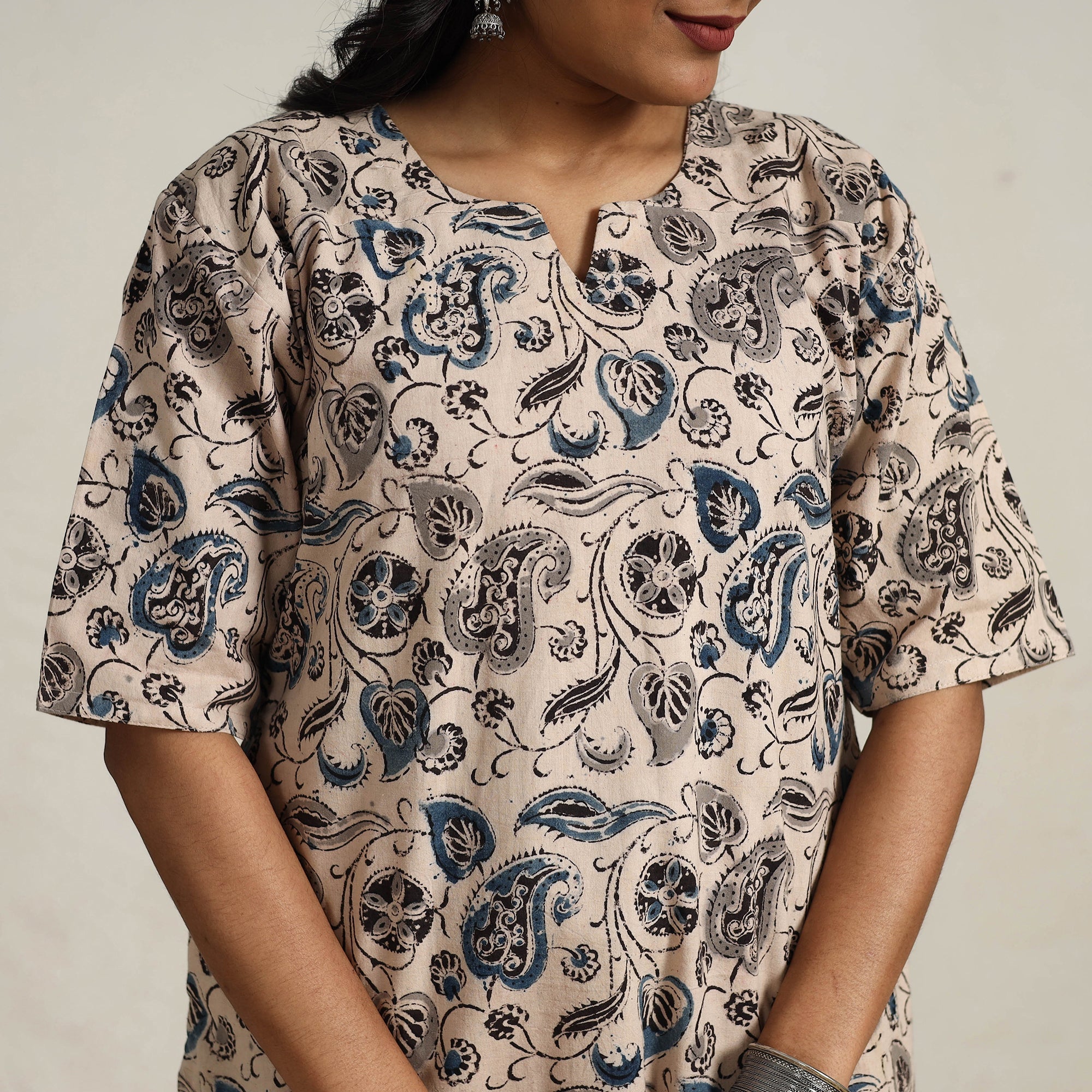 ITOKRI CASUALS Beige - Block Printed Cotton Kalamkari Kurta Set 06 - view 5
