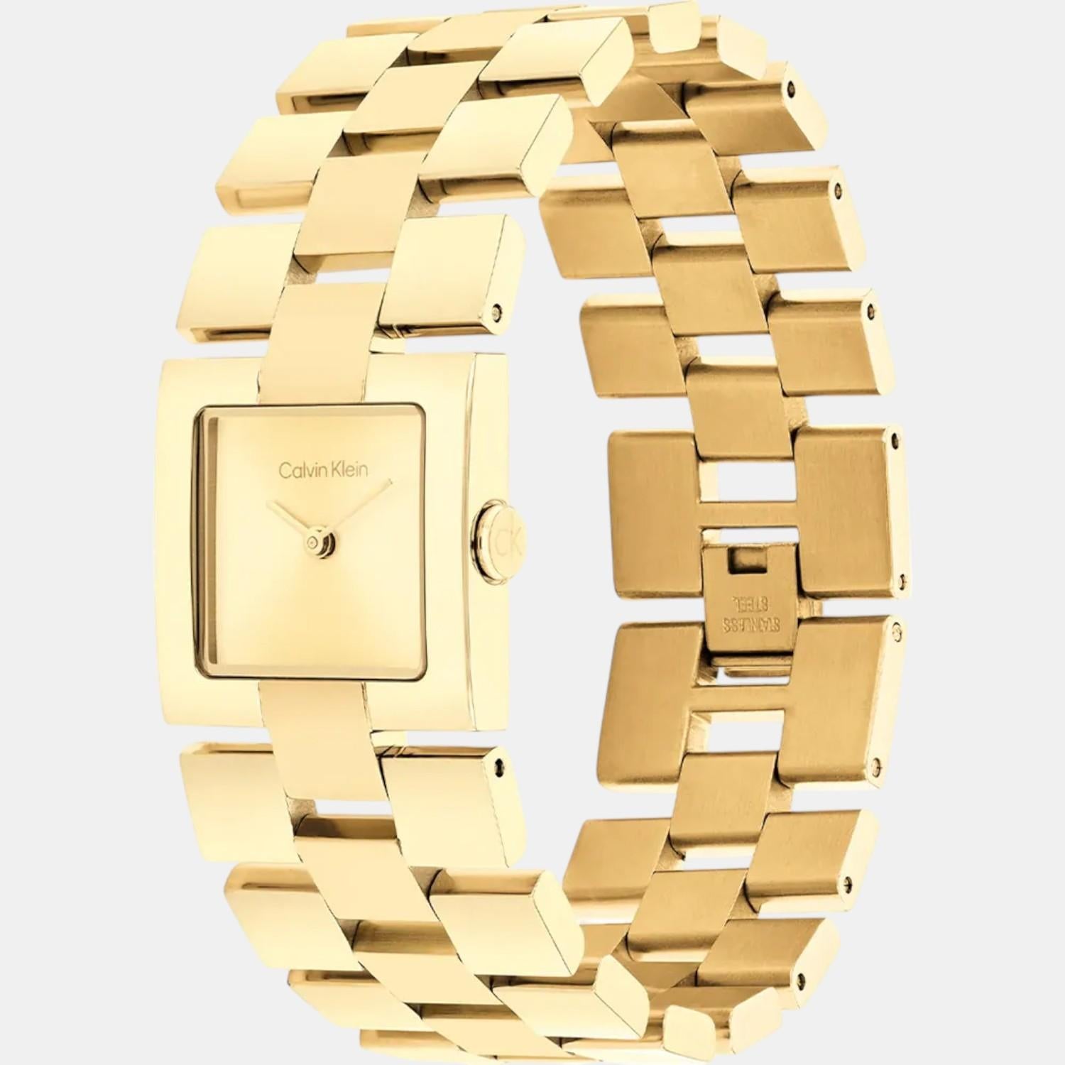 Calvin Klein Ck Meridian Women Quartz Thin Gold Dial Analog Stainless Steel Watch 25100089 - view 2