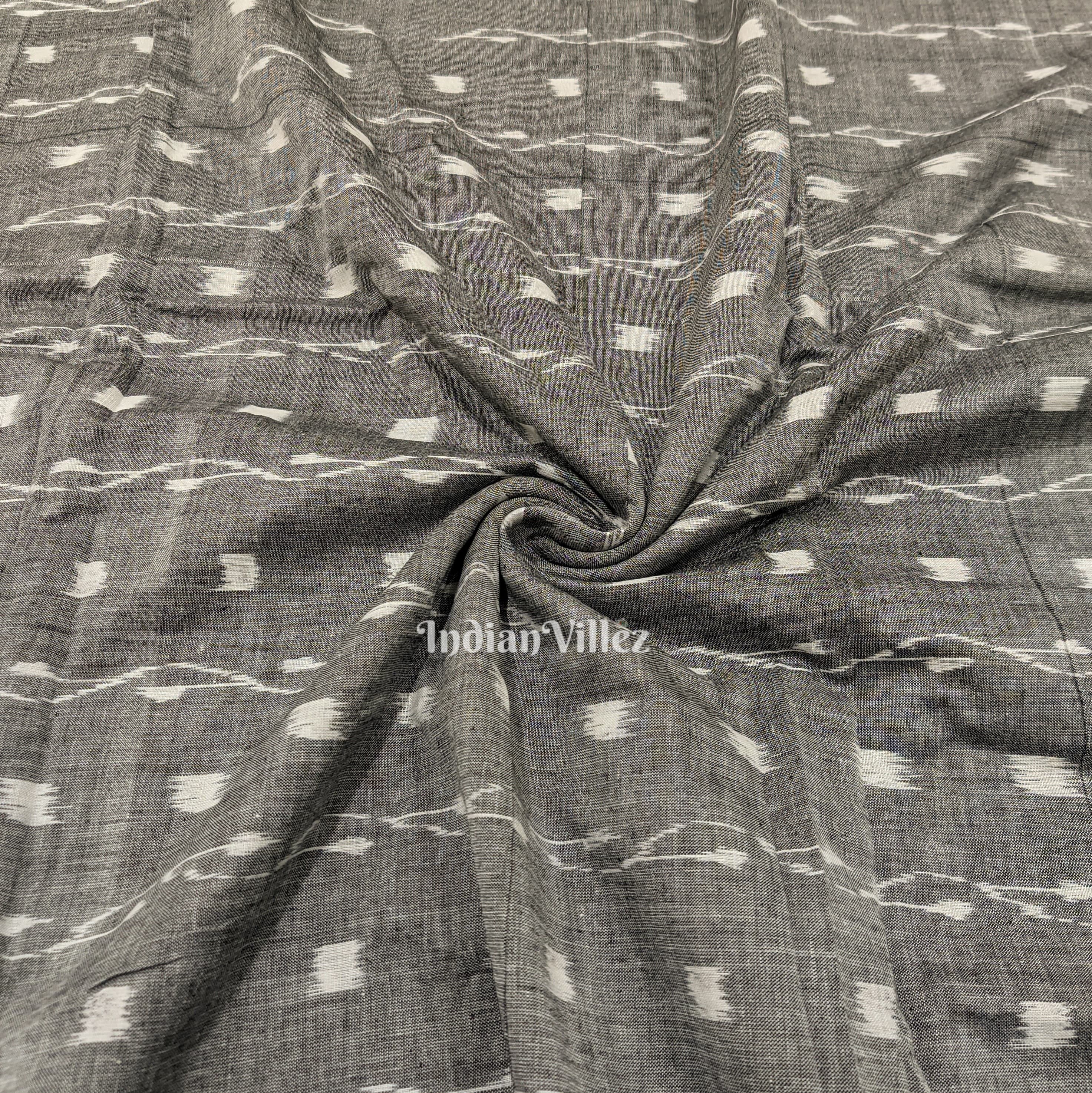 IndianVillèz Gray Tipa Design Sambalpuri Ikat Cotton Fabric