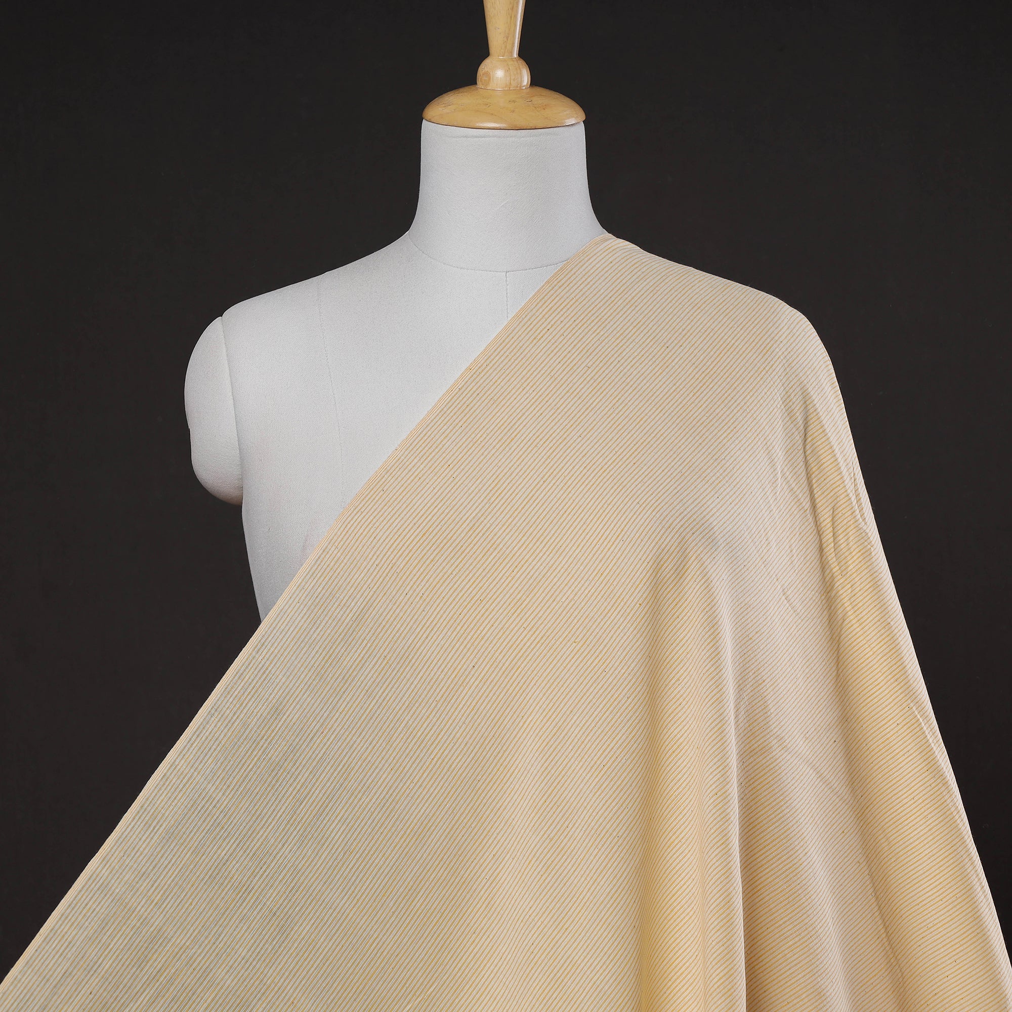 AMAN TRUST - BARAGAON WEAVES Beige - Baragaon Pre Washed Handloom Striped Cotton Fabric