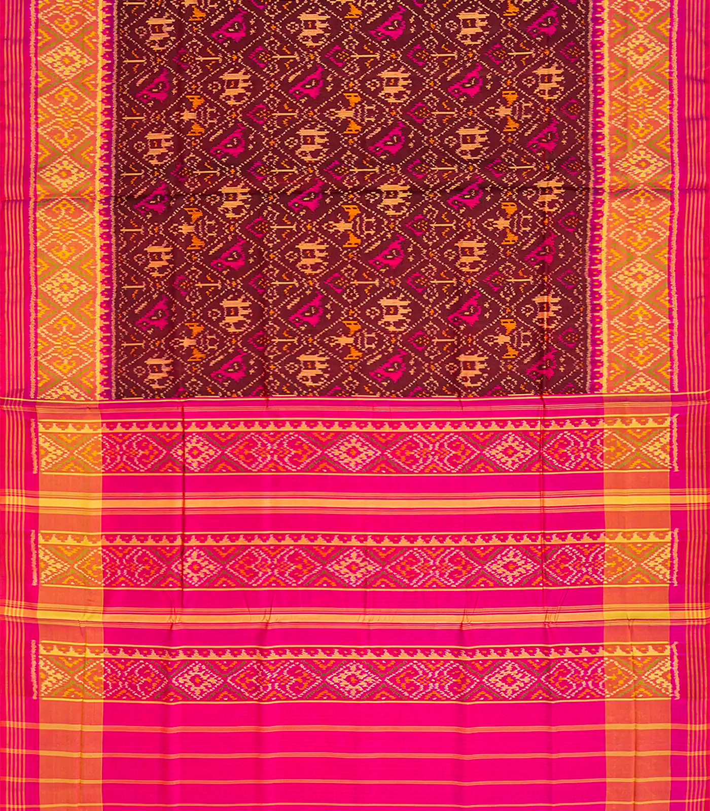 RmKV Maroon Handloom Rajkot Patola Silk Saree With Bird Motifs-Maroon - view 2