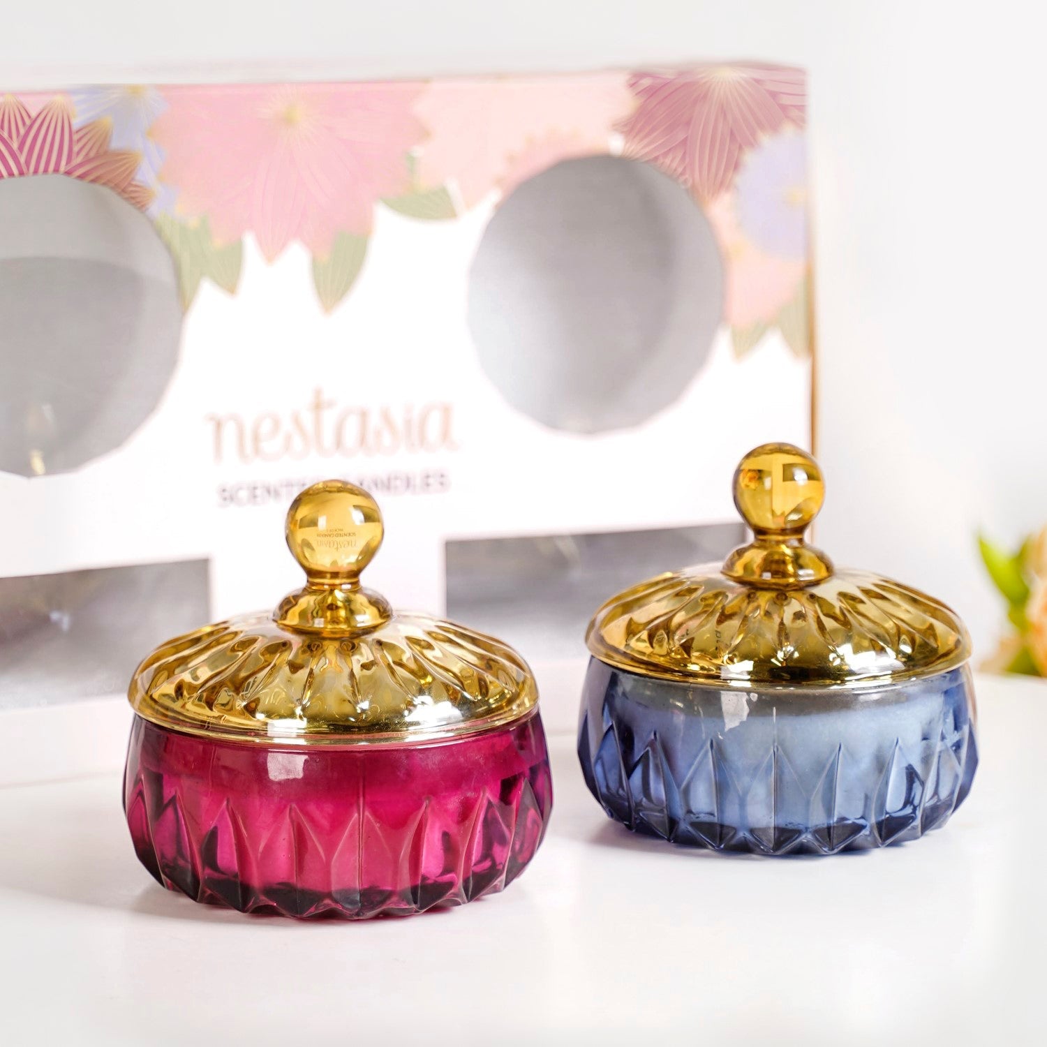 Nestasia Crisp Linen And Rose Oud Fragrant Candles Jars Set Of 2