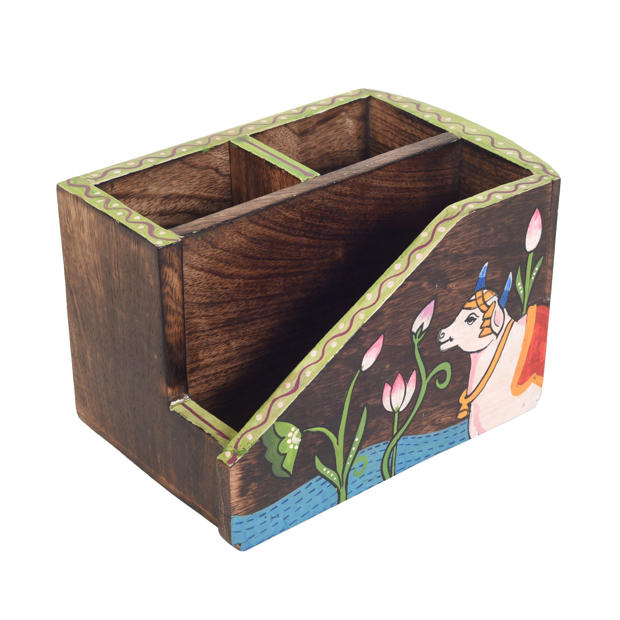 ART CREATIONS BY SUMAN SONTHALIA Brown - Pichhwai Dhenu Cutlery Storage Stand - view 2