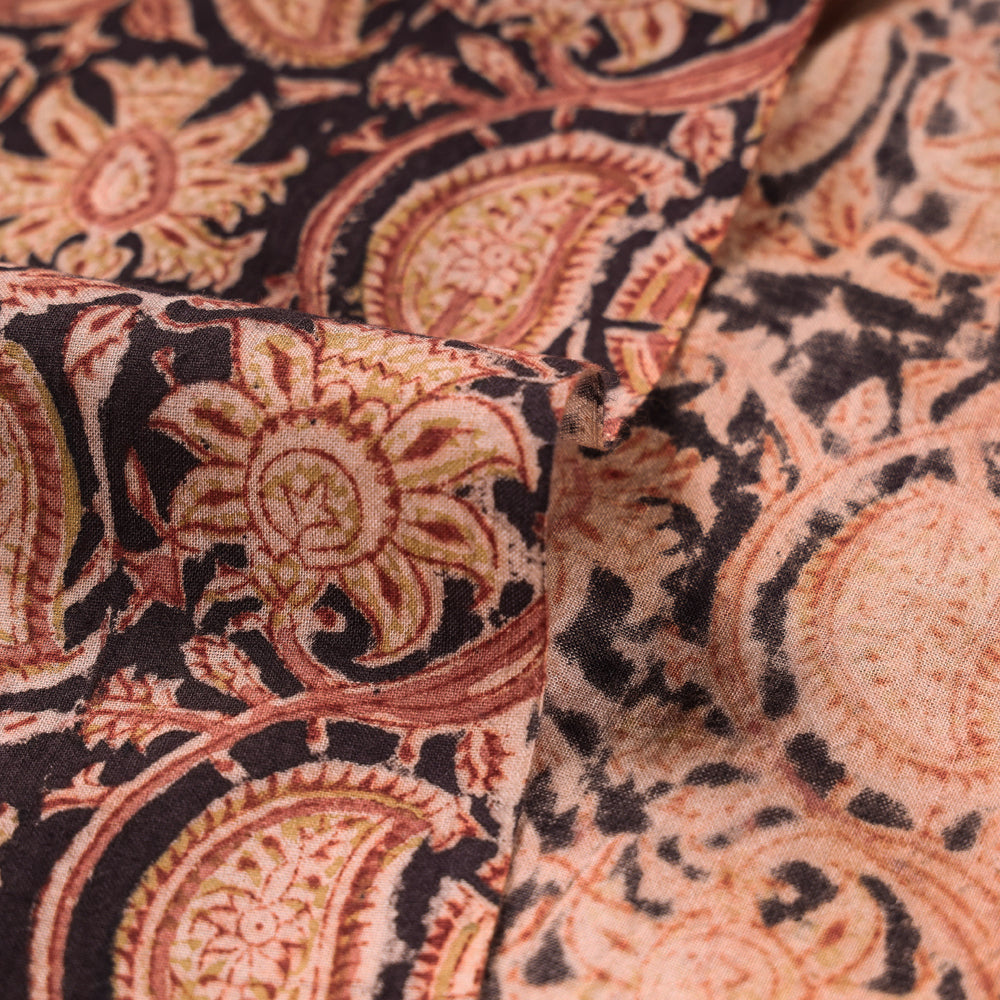 PITCHUKA SRINIVAS KALAMKARI PEDANA Black - Original Hand Block Printed Cotton Pedana Kalamkari Fabric - view 2