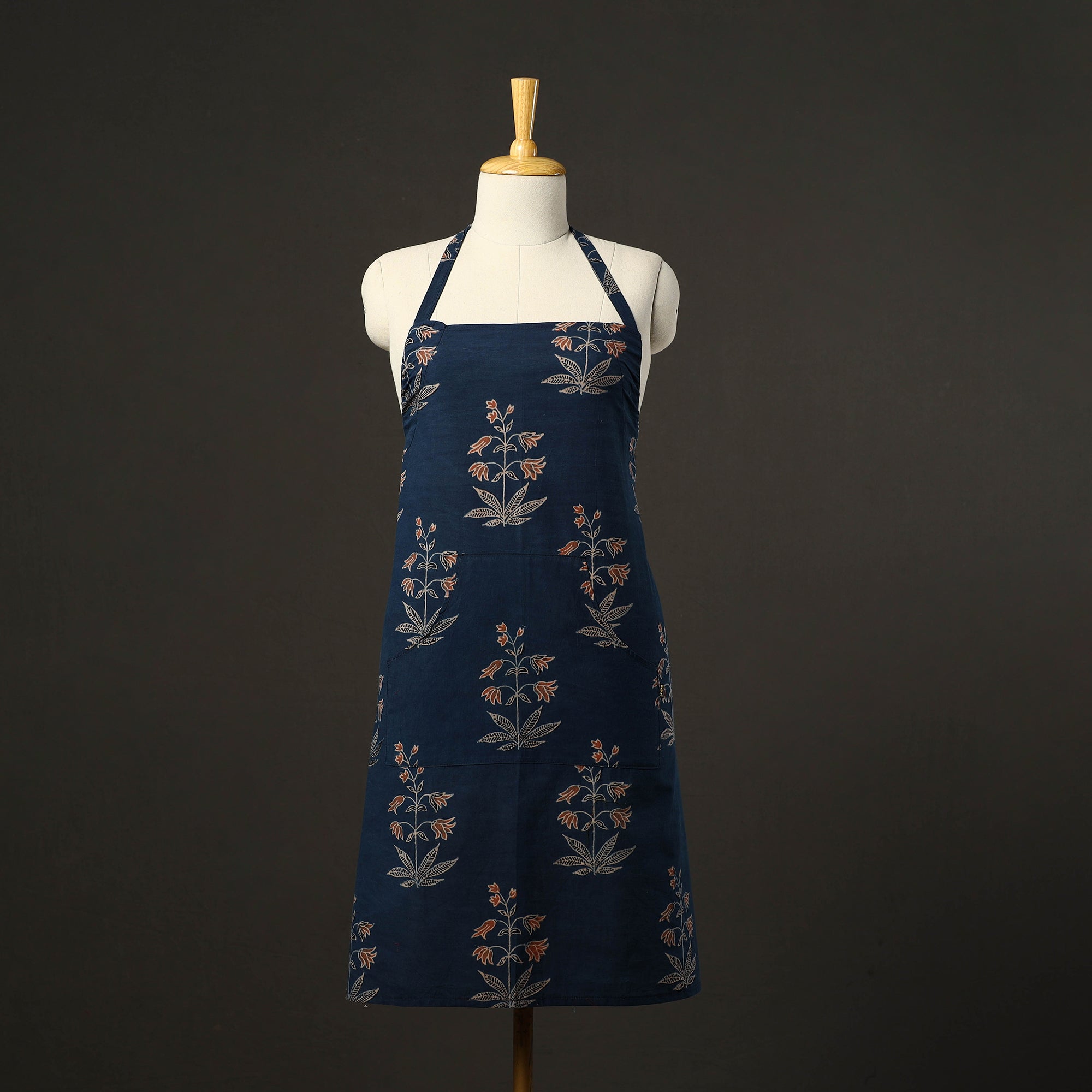 JALPARI Ajrakh Block Print Cotton Apron with Pocket 51