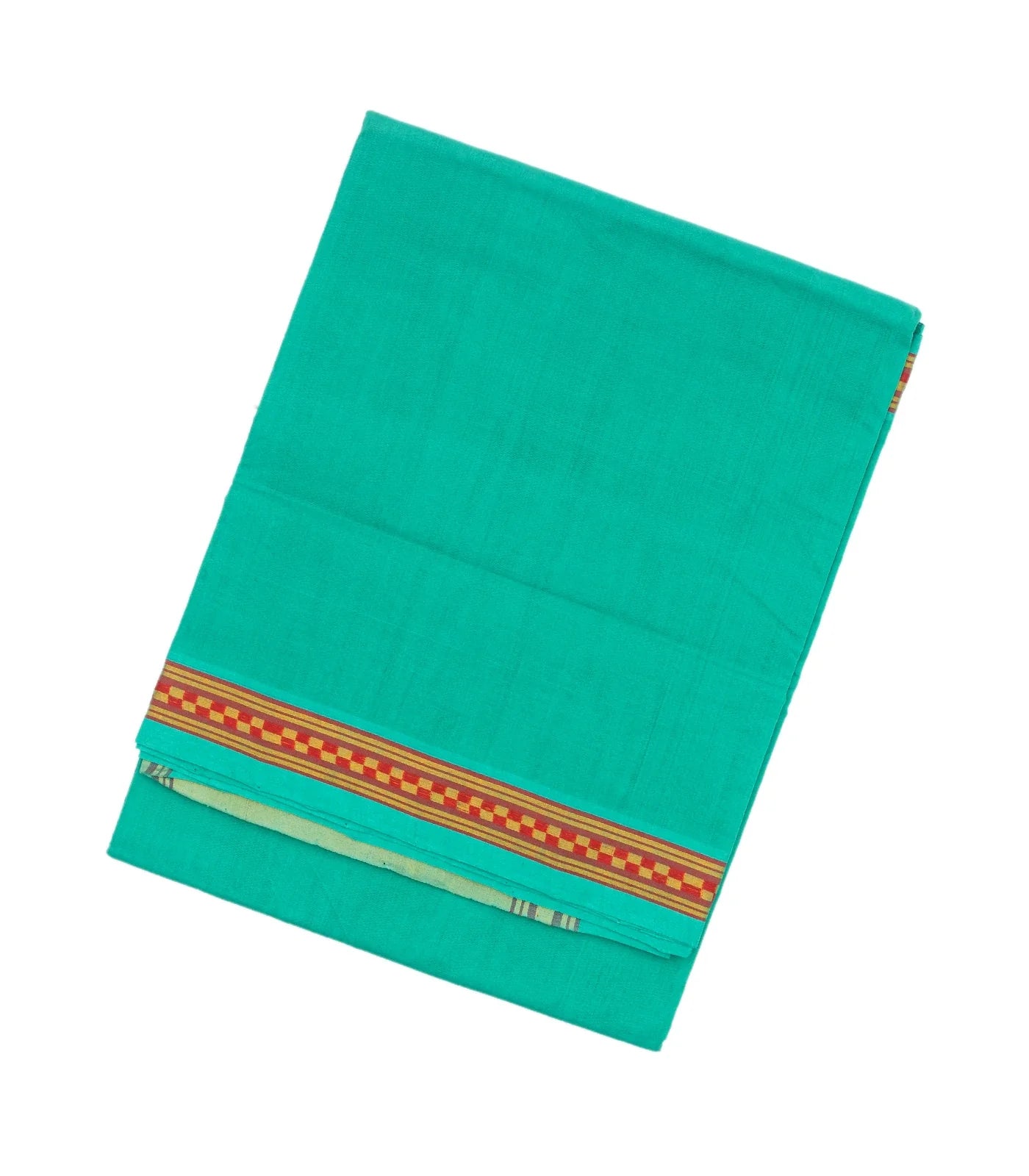 RmKV Turquoise Handloom Venkatagiri Cotton Saree With Checked Border