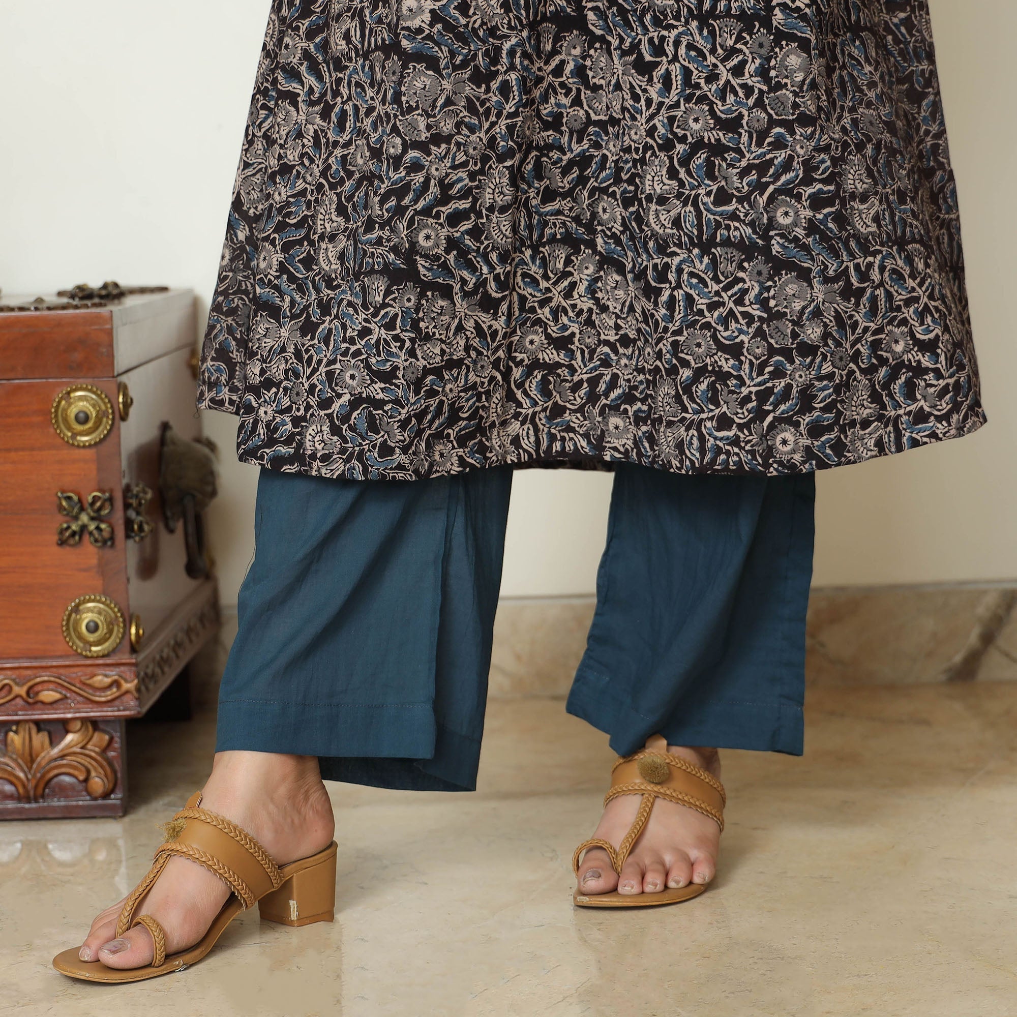 ITOKRI CASUALS Black - Pedana Kalamkari Block Printed Cotton Kurta with Palazzo & Dupatta Set 11 - view 6