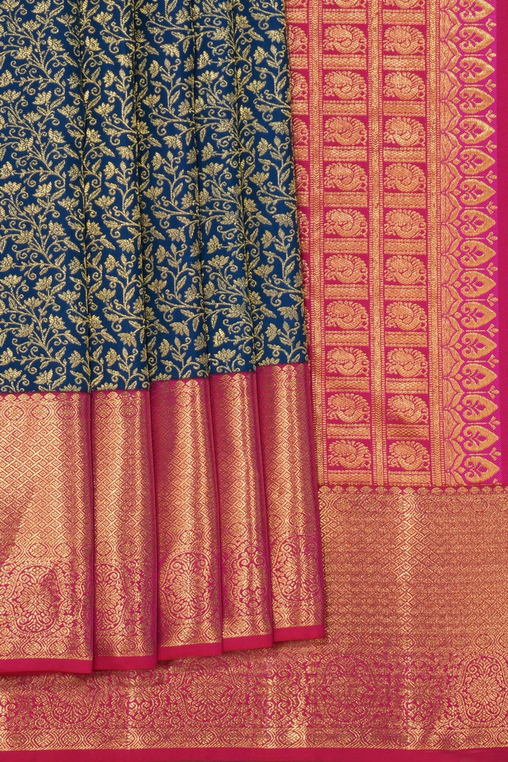 Kalanjali Kanchipattu Brocade Blue Saree – Women's