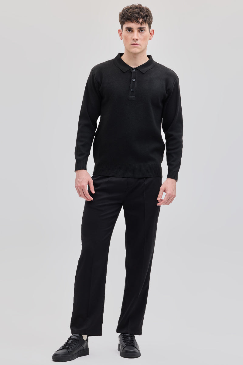 SNITCH Black Knitted Polo Sweater - view 3