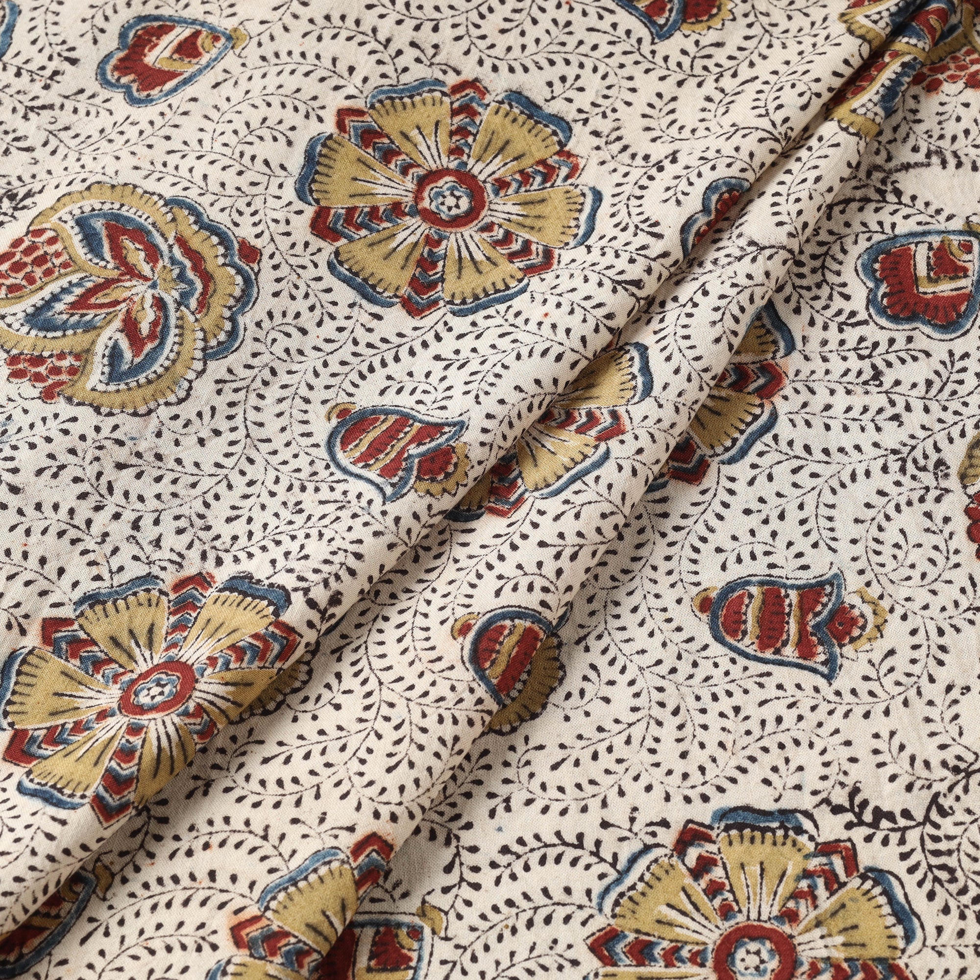 PITCHUKA SRINIVAS KALAMKARI PEDANA Beige - Pedana Kalamkari Hand Block Printed Cotton Fabric - view 2
