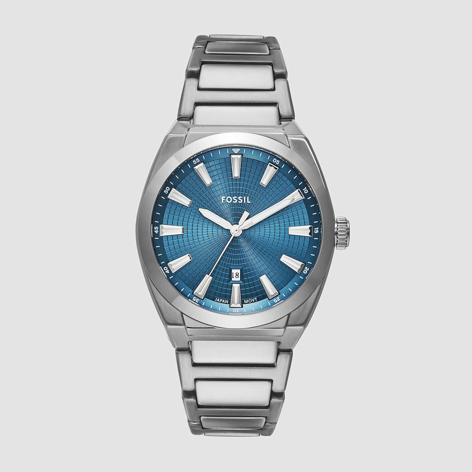 Fossil Everett Men Quartz Blue Dial Analog Stainless Steel Watch FS6054