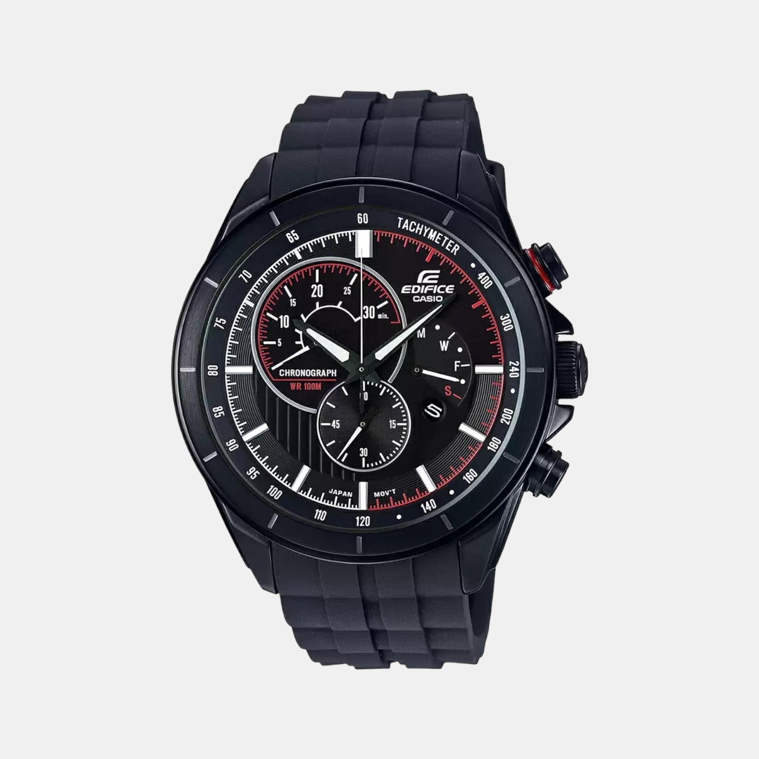 Casio Edifice Men Quartz Black Dial Chronograph Resin Watch EX418