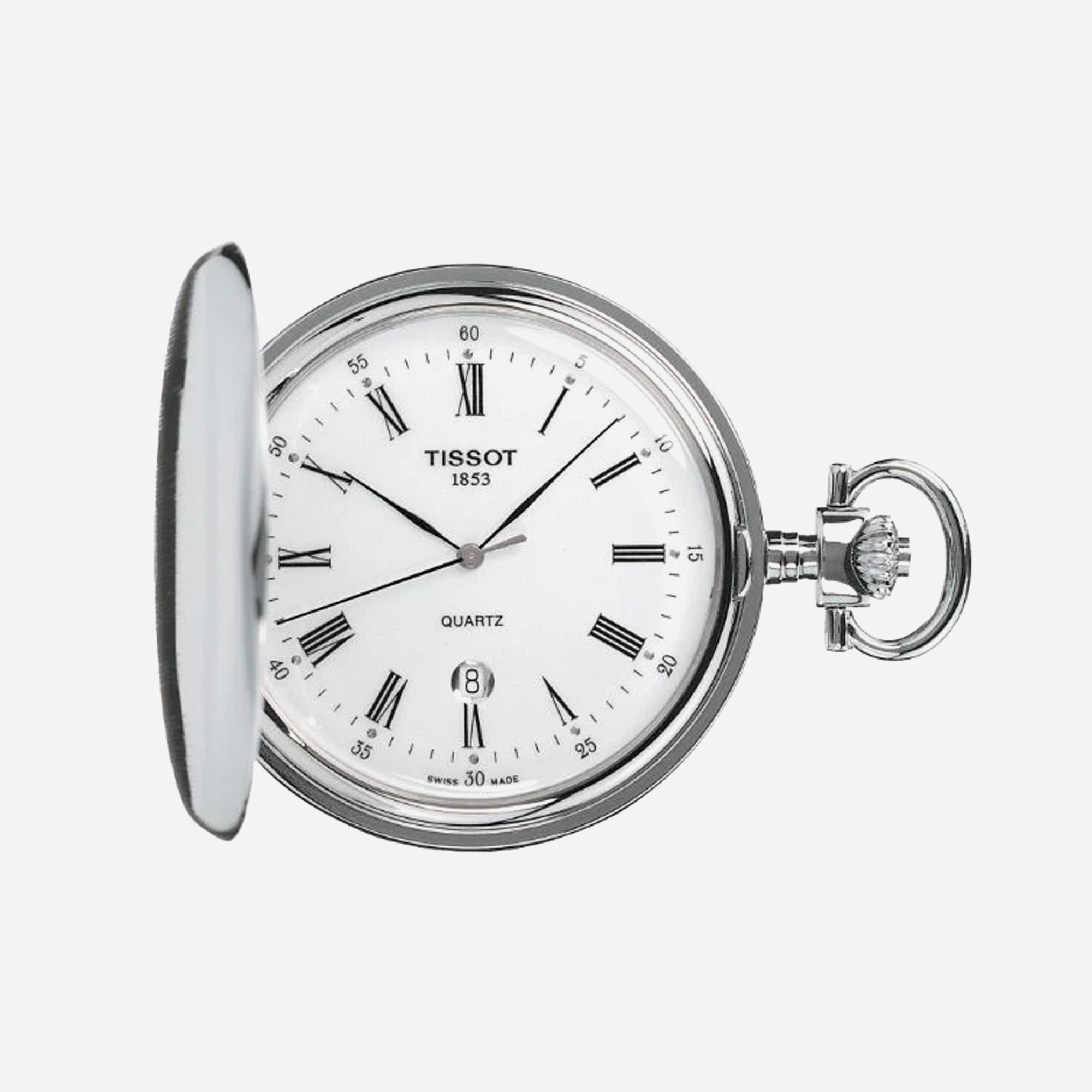 Tissot Savonnette White Dial 48.5mm Stainless Steel Pocket Watch