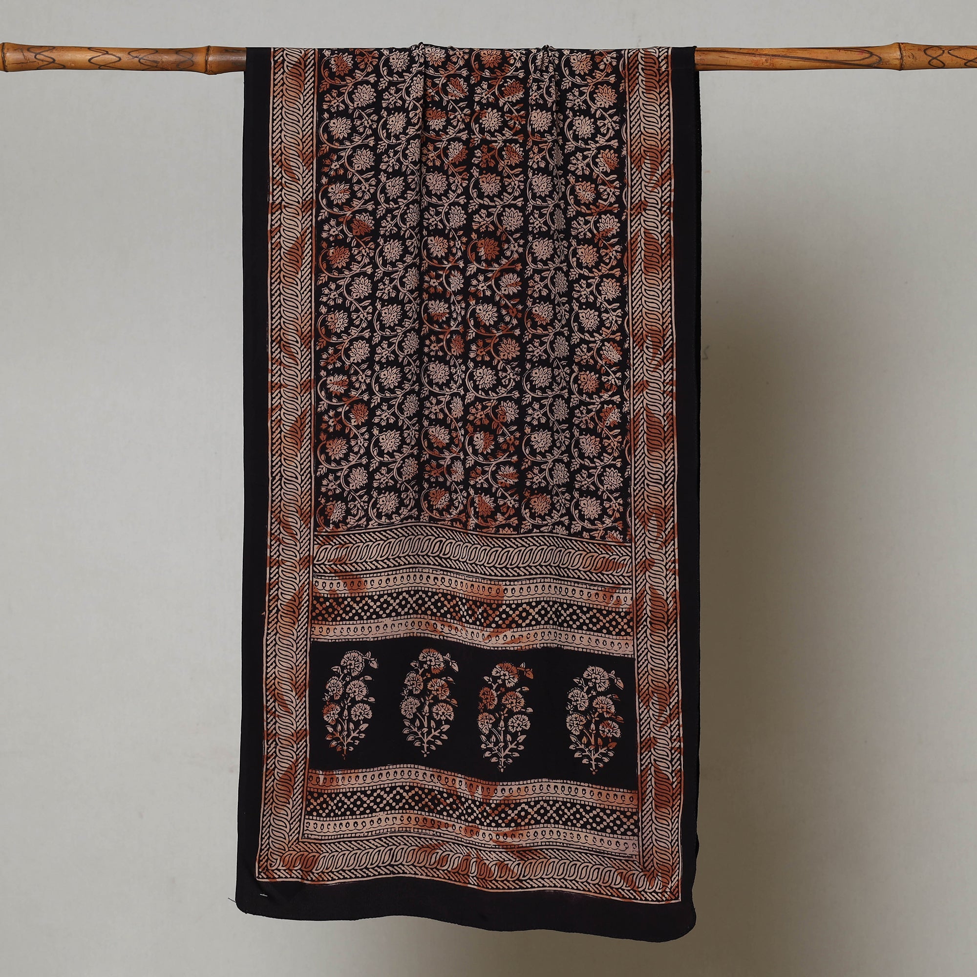 BAGH PRINTS BY MOHAMMED BILAL KHATRI Black - Bagh Hand Block Printed Crepe Silk Stole - view 2