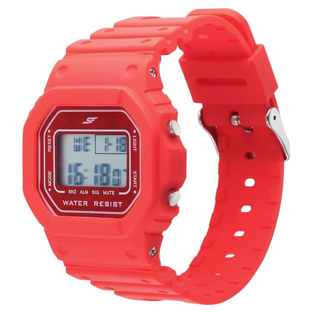 Sonata Hexa Red Digital Dial Polyurethane Strap